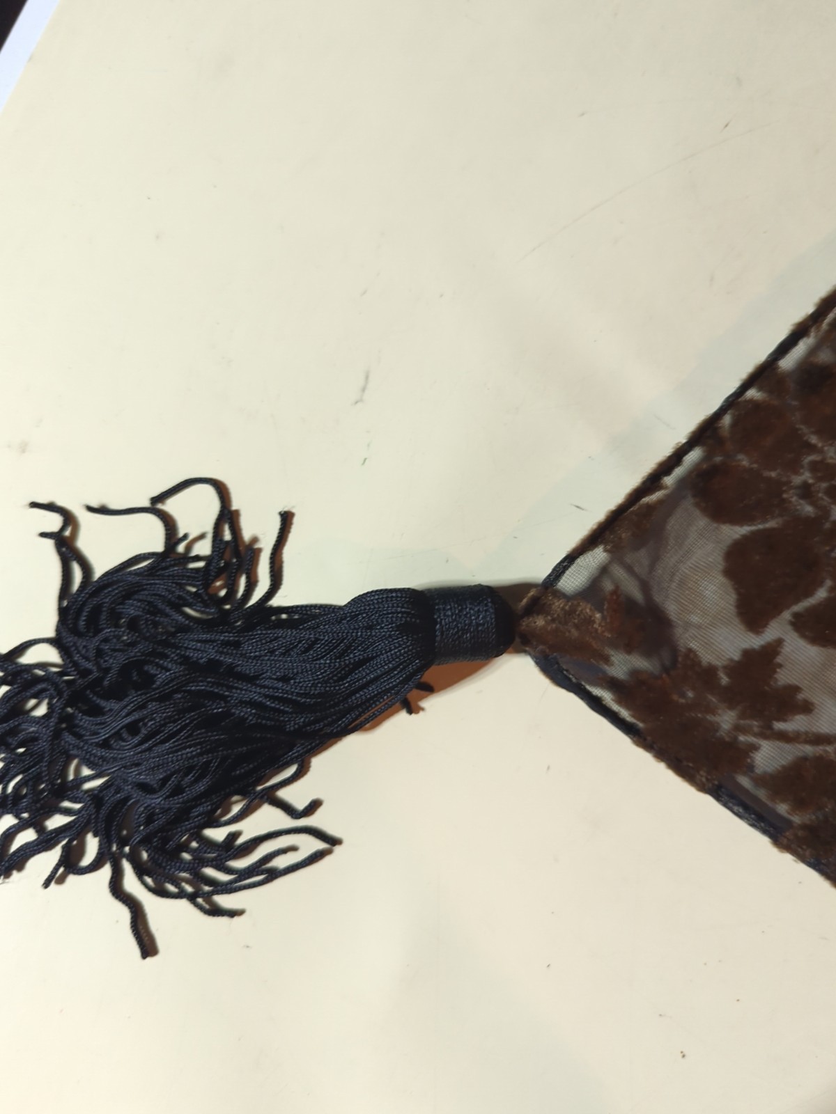 All That Glitters Burnout Velvet Scarf Blue Brown Floral Tasseled Shawl Wrap