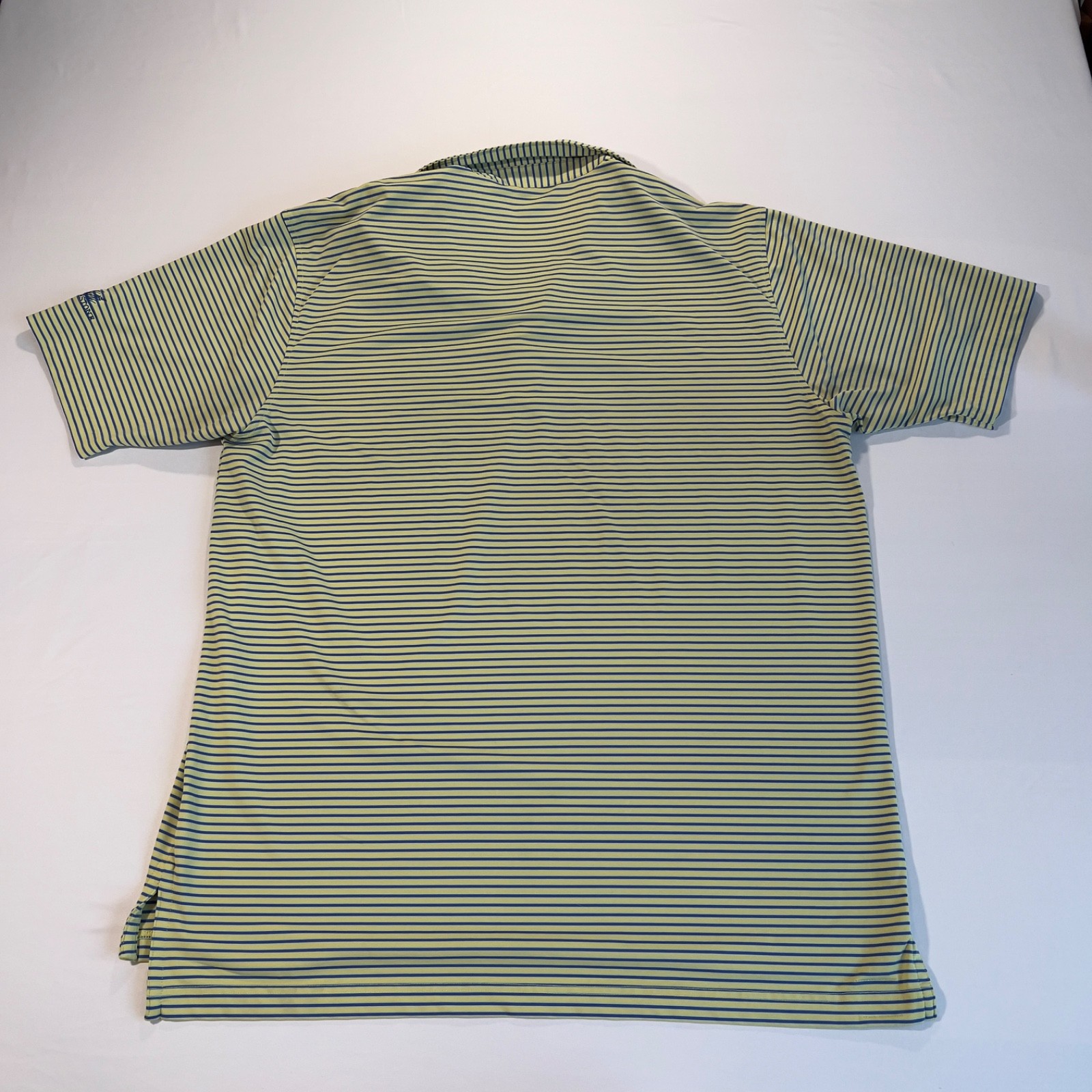 Turtleson Yellow and Blue Striped Performance Polo Large Cobblestone Golf