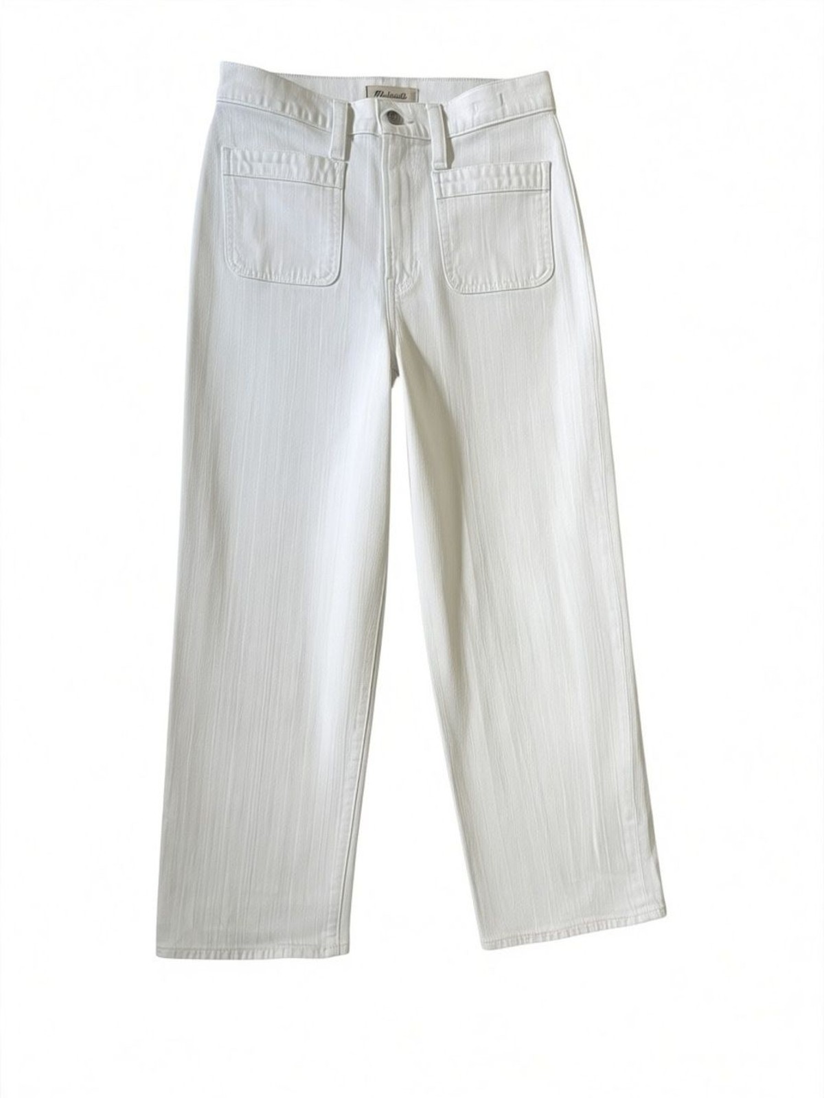Madewell Perfect Vintage Jean Wide Leg Crop Tile White Patch Pocket Denim 28