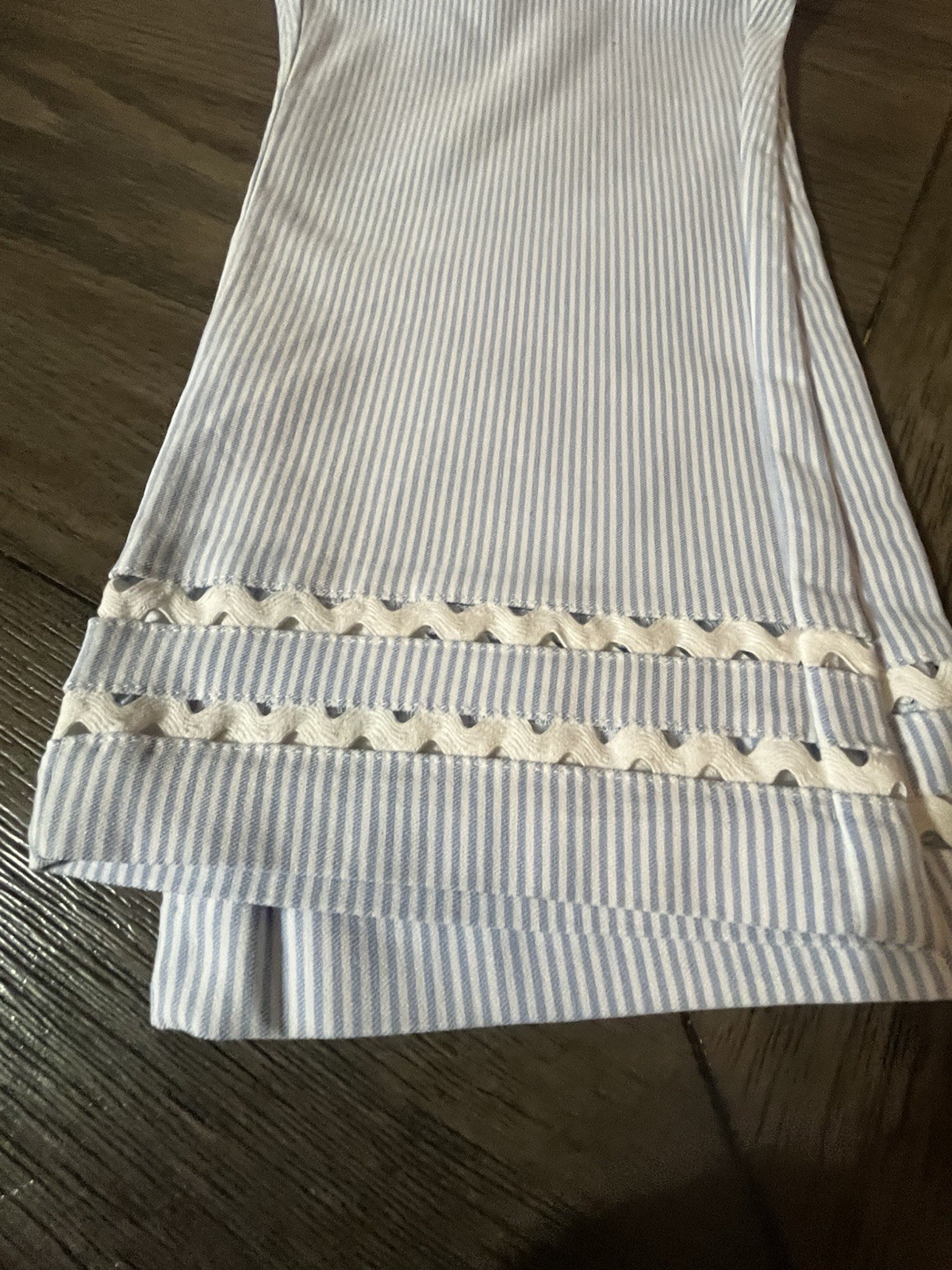 Crown & Ivy Blue/White Striped Flat Front capri Women Plus Size