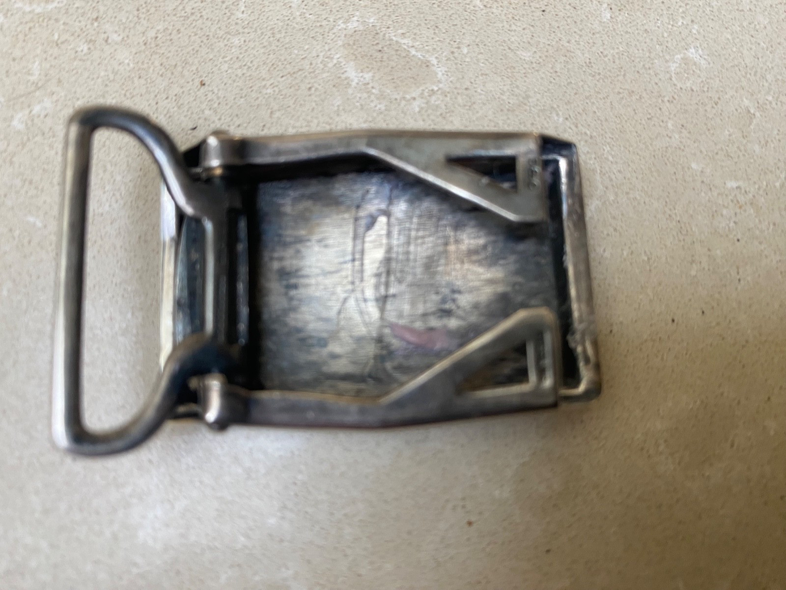 Vintage Sterling Silver Belt Buckle Engraved Edging and Initials N.A.B.