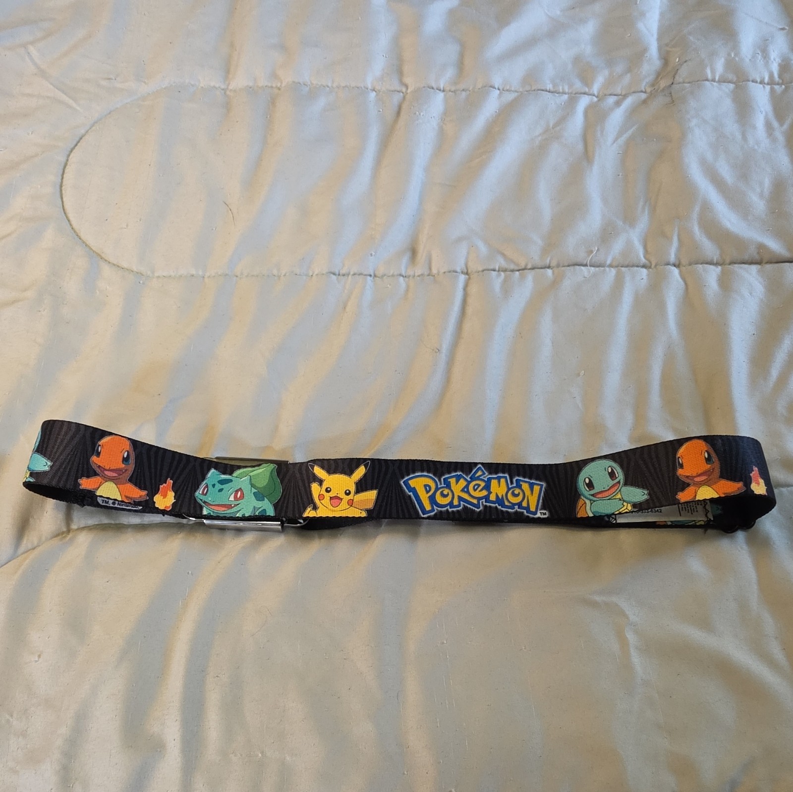 Pokemon Webbed Military Belt Black Graphic Print Adjustable Metal Buckle 1 in