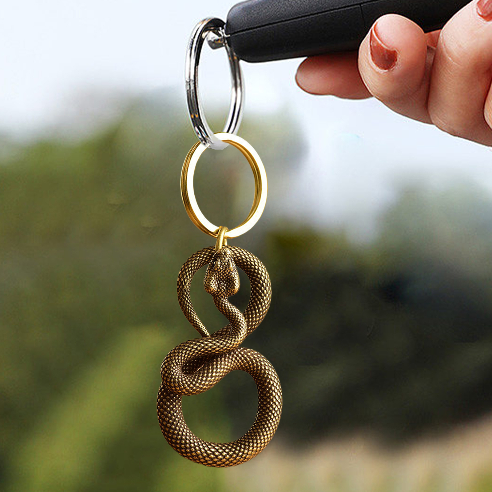 Brass Animal Snake Ornament Key Ring 2025 Chinese Snake Year Hangable Ornament