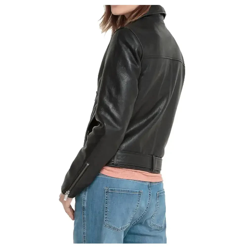 Women’s Black Leather Biker Jacket