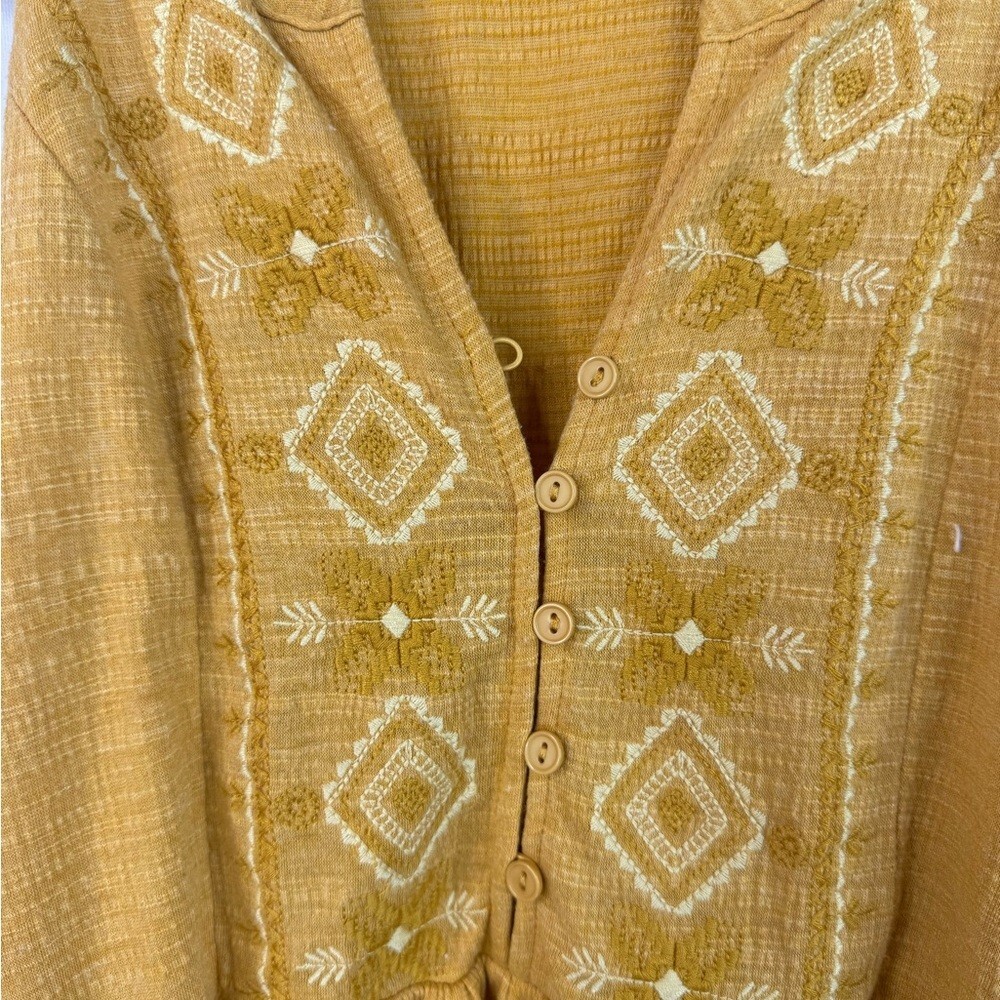 Cable & Gauge tank top embroidery boho Aztec yellow Mustard Embroidered Blouse
