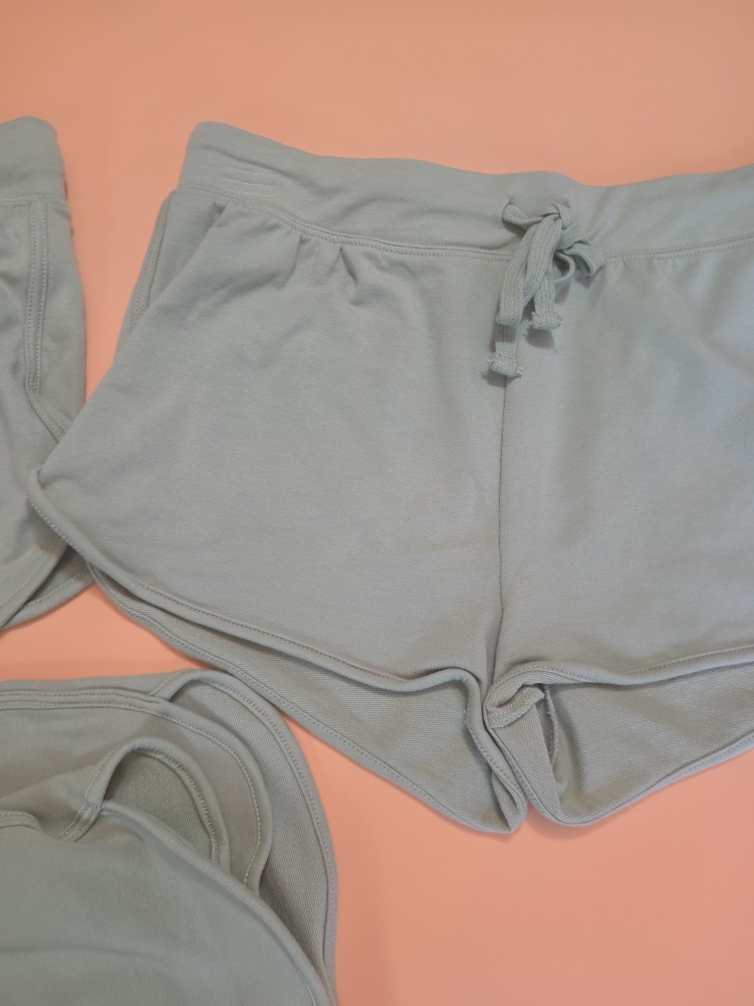 Ambiance Clash Bouclé Women’s Shorts Size Large Sage Green Drawstring Casual Lou