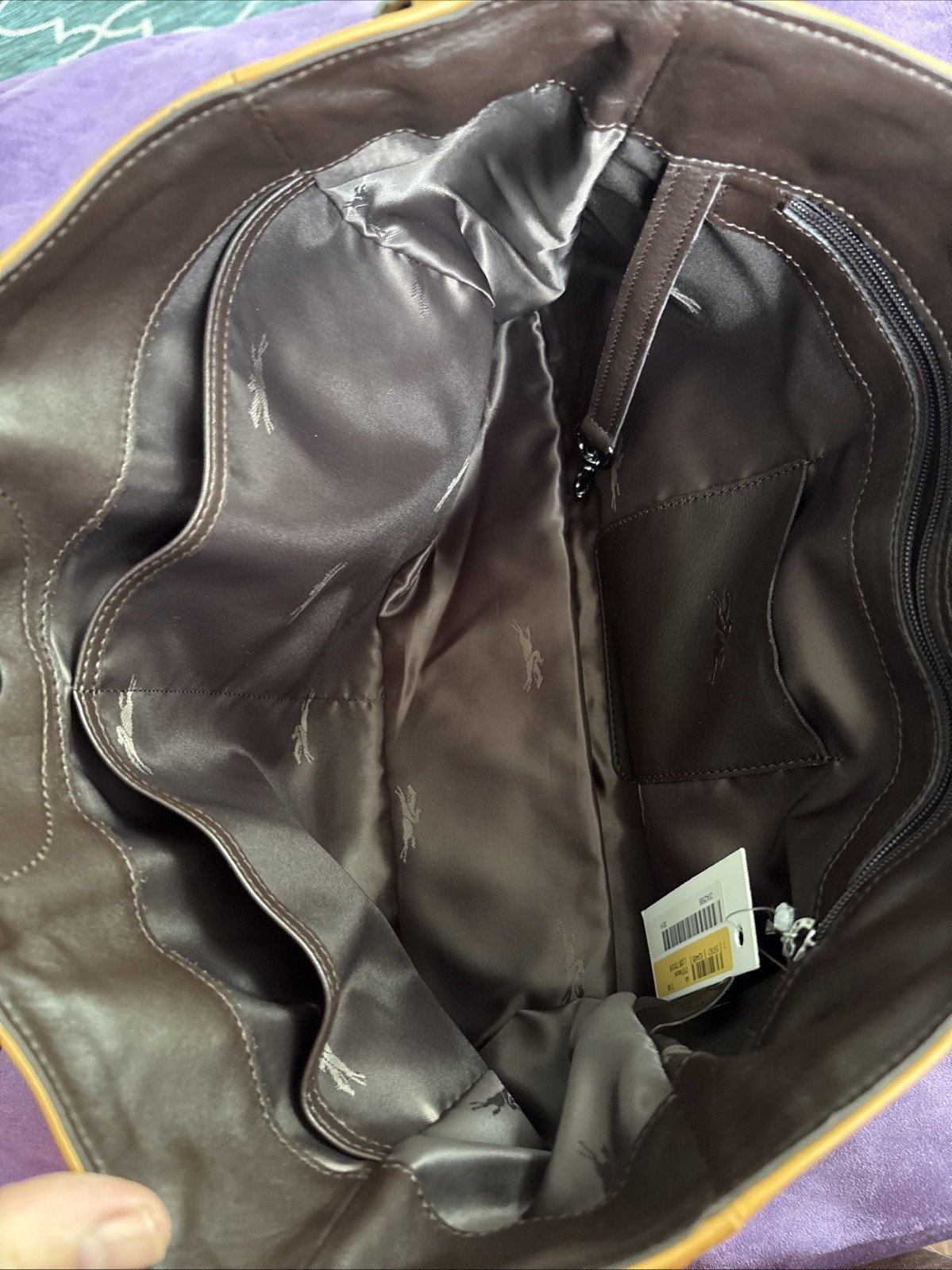 Longchamp naturel All Leather Hand Bag Tote Purse Leather brown L1285770016