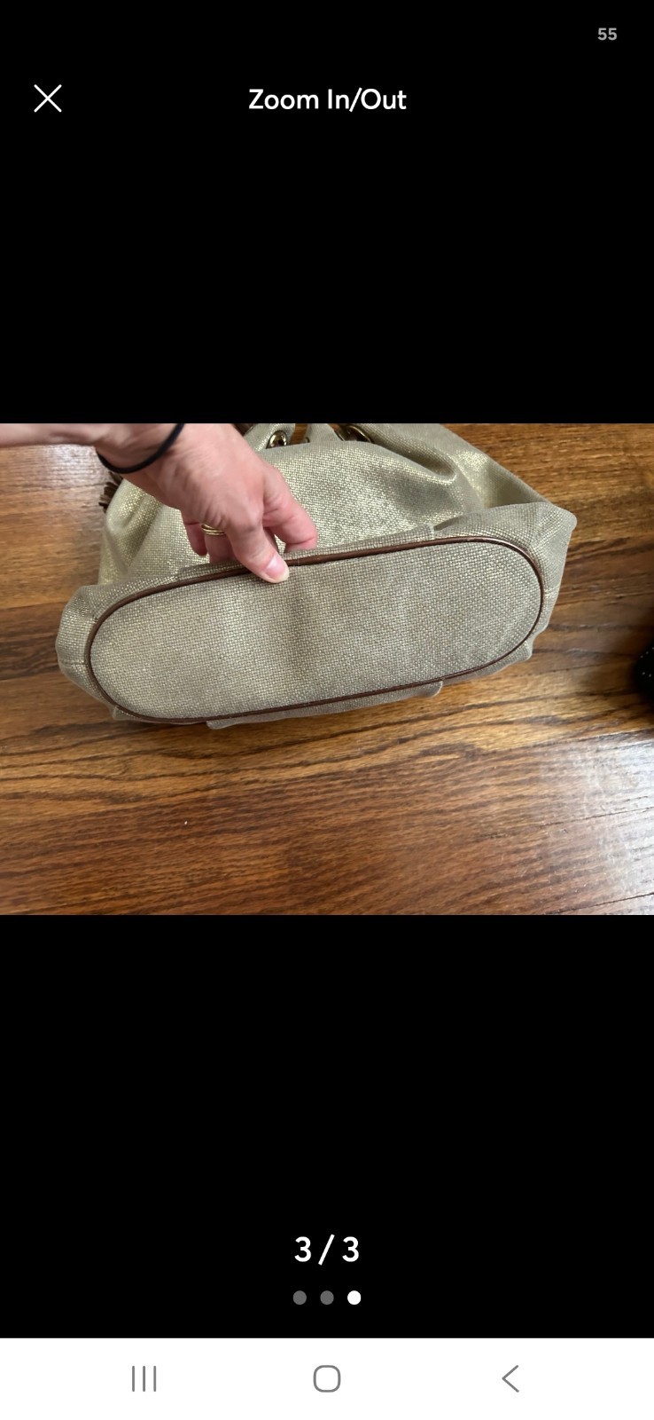 Michael Kors Medium Beige/Brown Ring Tote, Gold Hardware, Tassel Charm