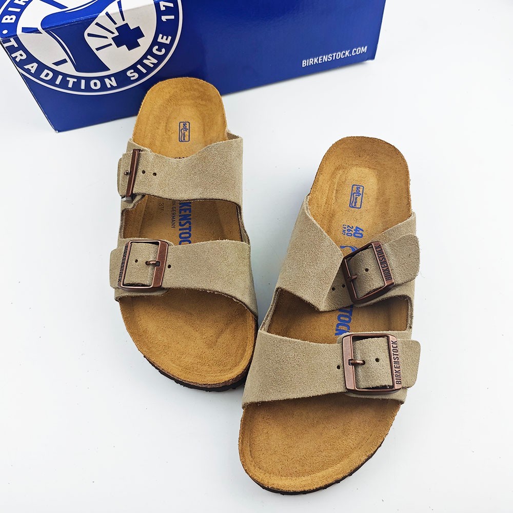 Birkenstock Arizona Taupe Suede Leather Unisex Sandals Size EU 37-45