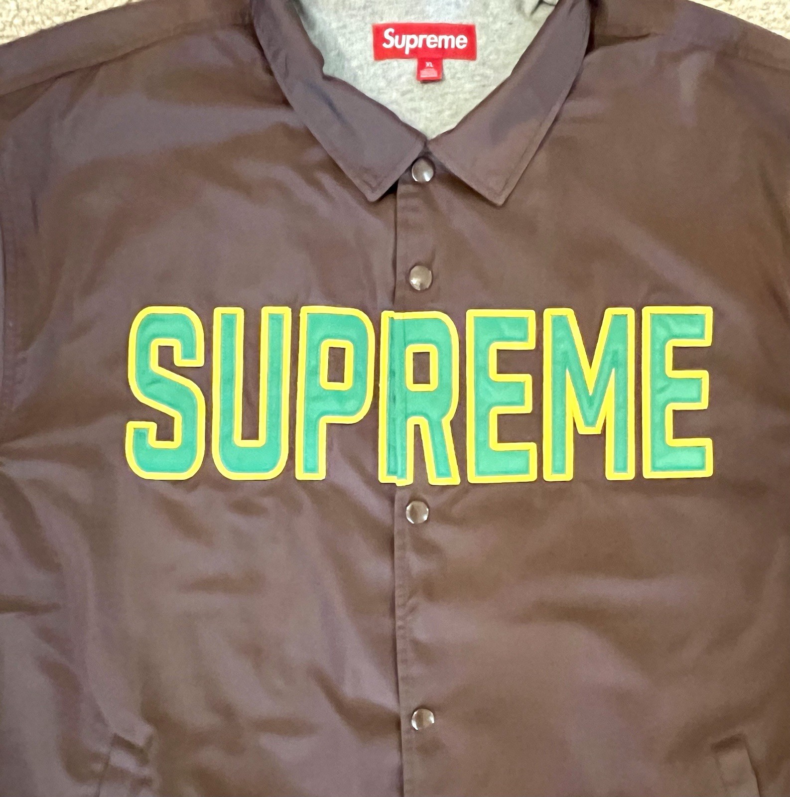 Supreme Spellout Coaches Jacket Brown Size XL Spring Summer 26