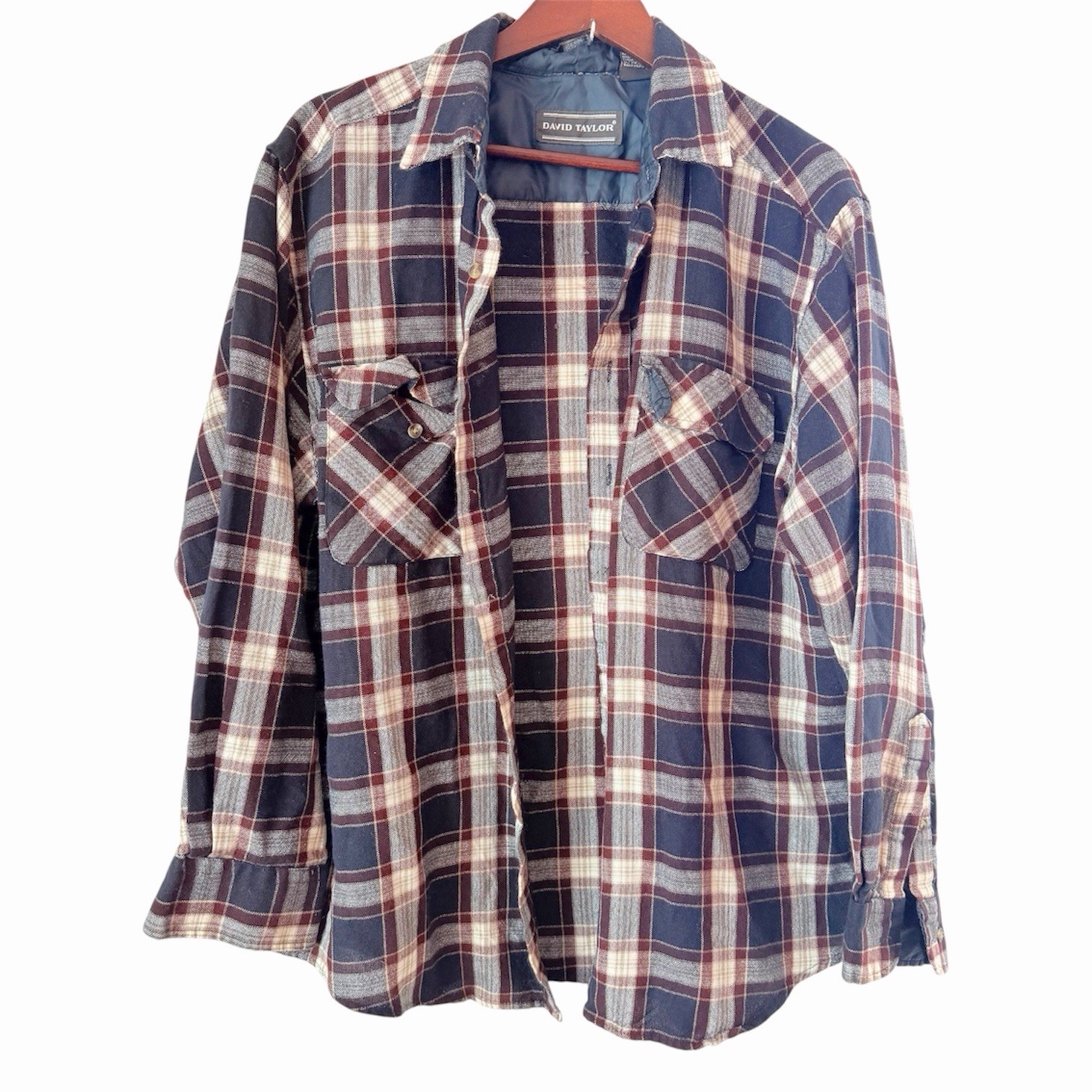 Vintage David Taylor Plaid Flannel Shirt Jacket Grunge Lined