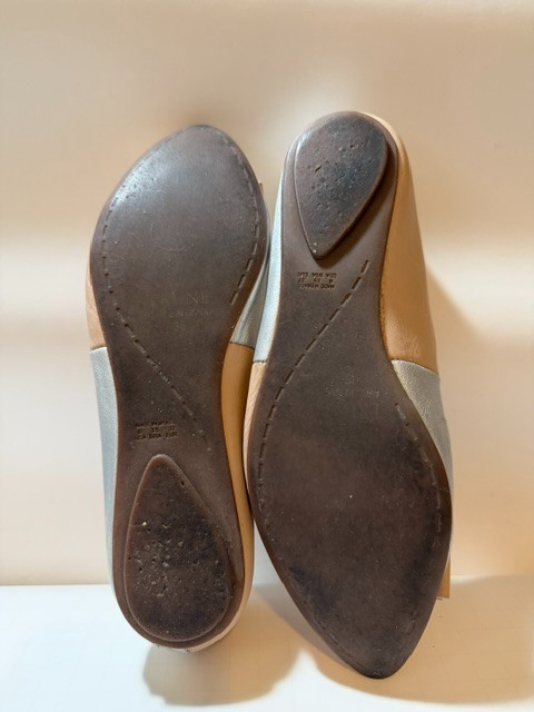 Leather Prüne flats women size 6.0 silver and nude