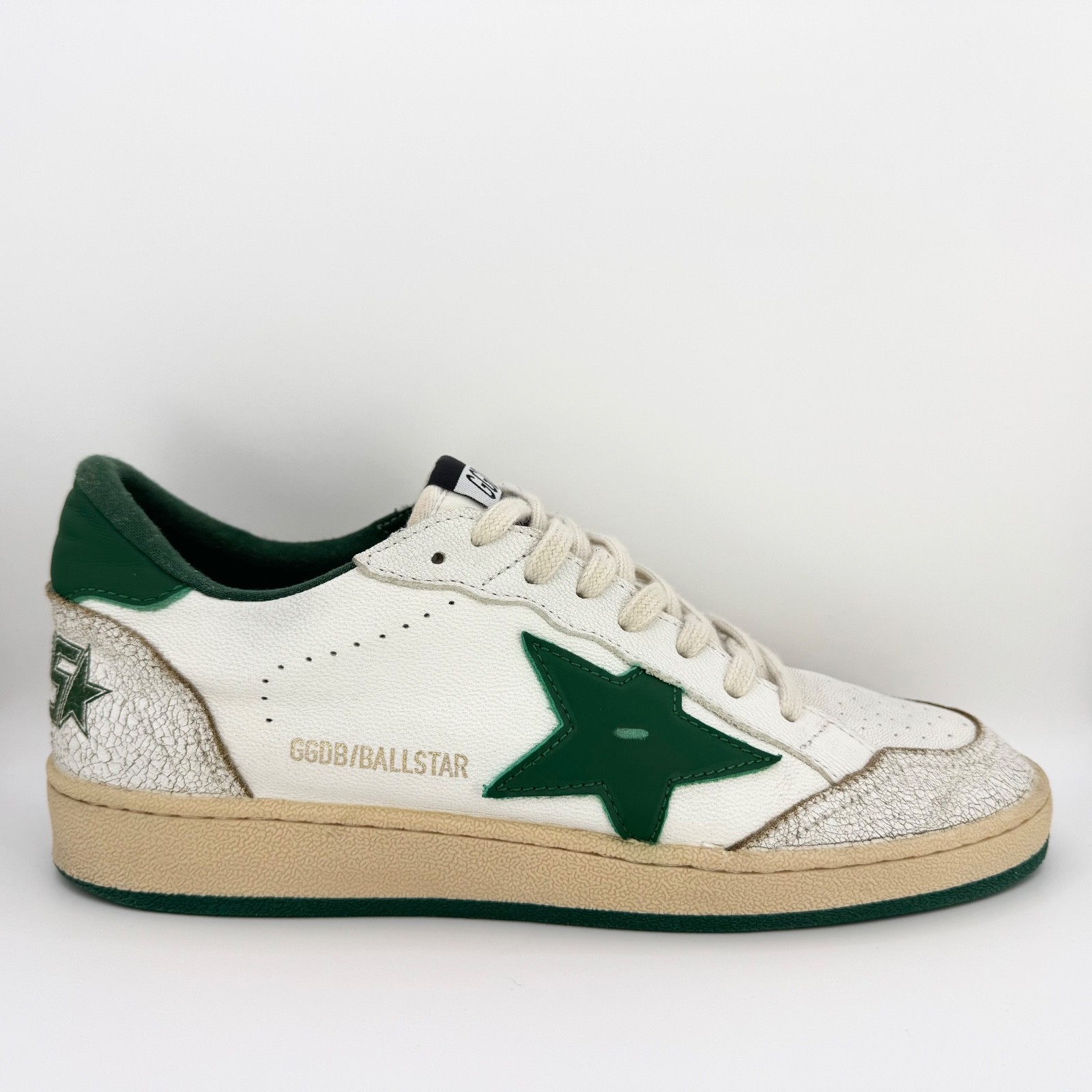 Golden Goose Ball Star White and Green Sneaker Size 41