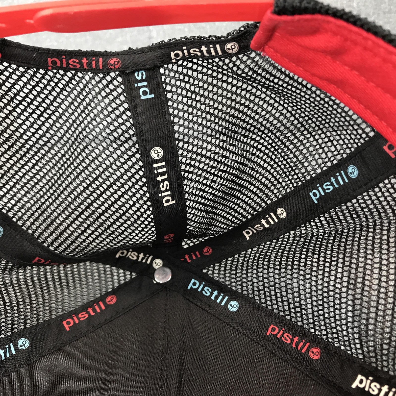 Pistil Hat Cap Trucker Snap Back One Size Multicolor Mens Knit Stripe Mesh Logo
