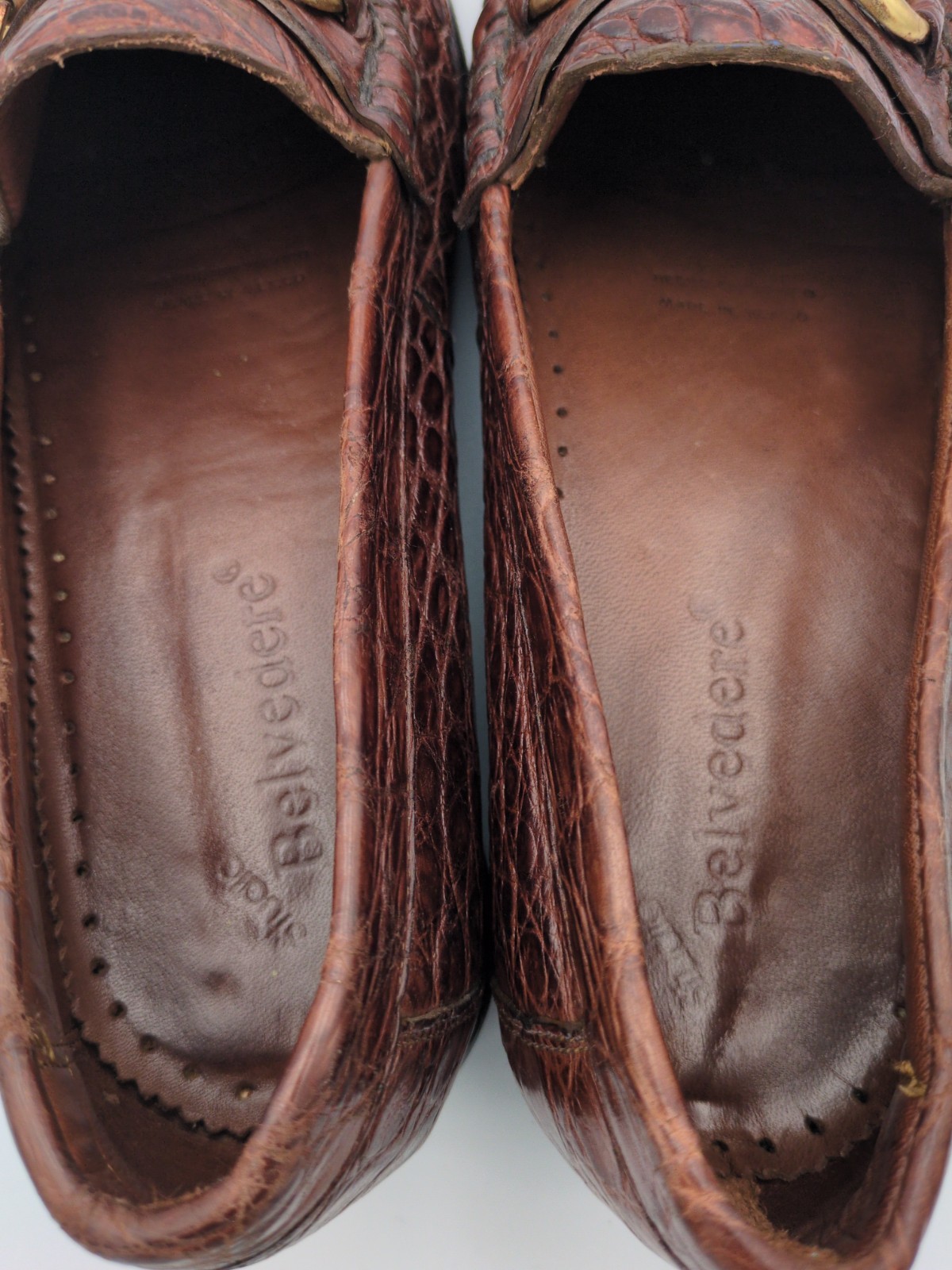 Genuine Crocodile Leather Loafers From Belvedere Studios Size 8.5 Mens. Used.