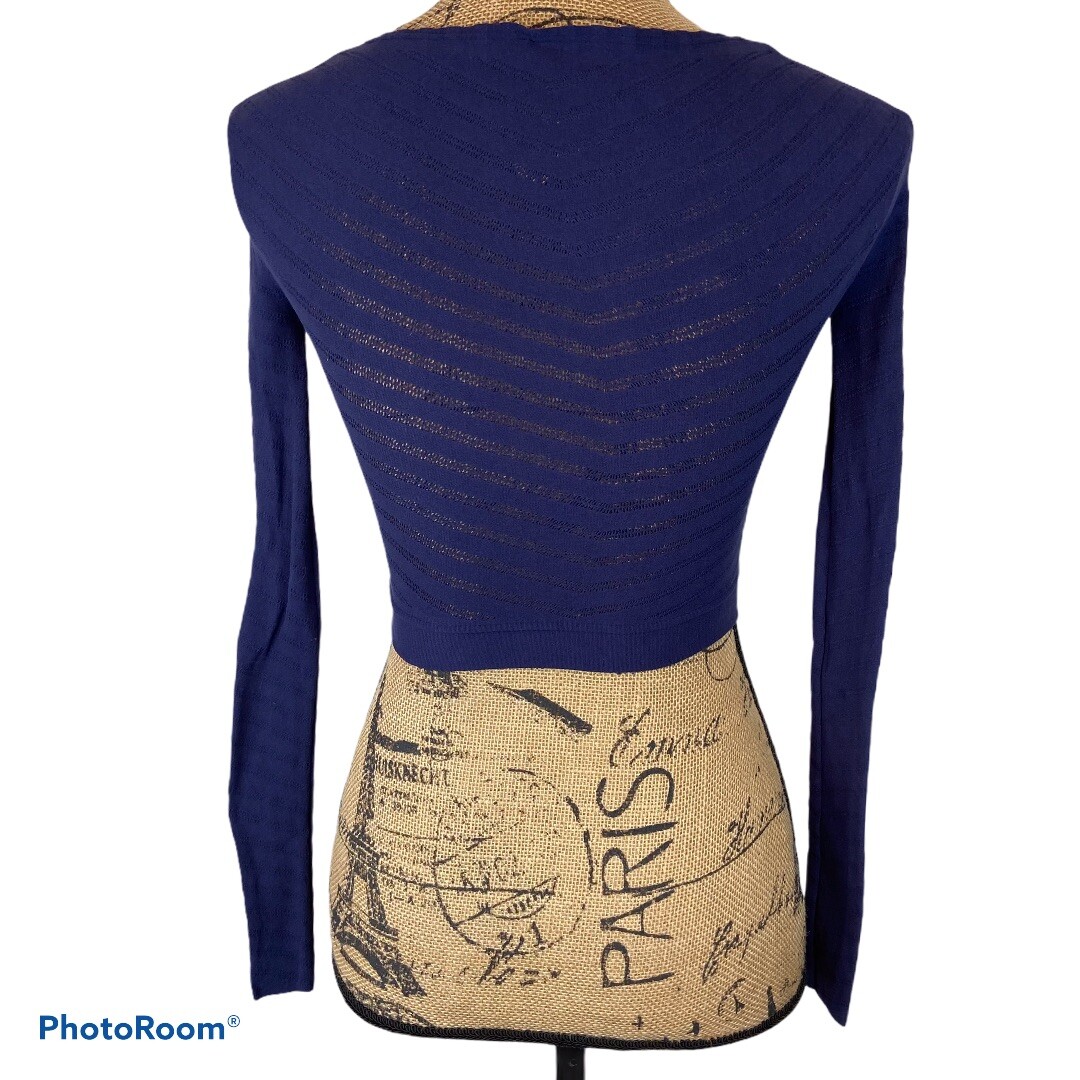 Free People Movement Gone Adrift Crop Top Medium NWT Navy Mesh Long Sleeve