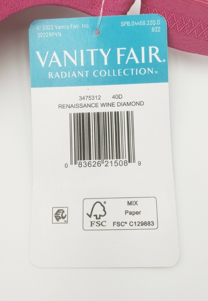 Vanity Fair Radiant Collection 40D Back Smoothing Red New with Tags