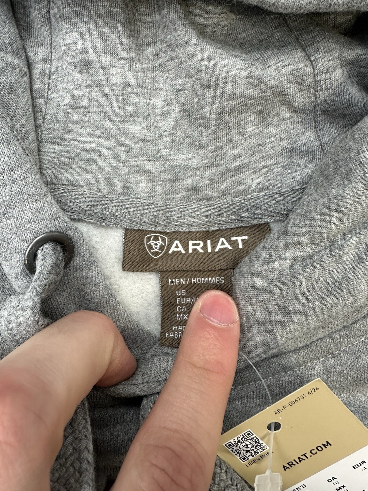 Ariat Men’s Lightweight Logo Hoodie Sweatshirt 10040817 Grey Size: XL