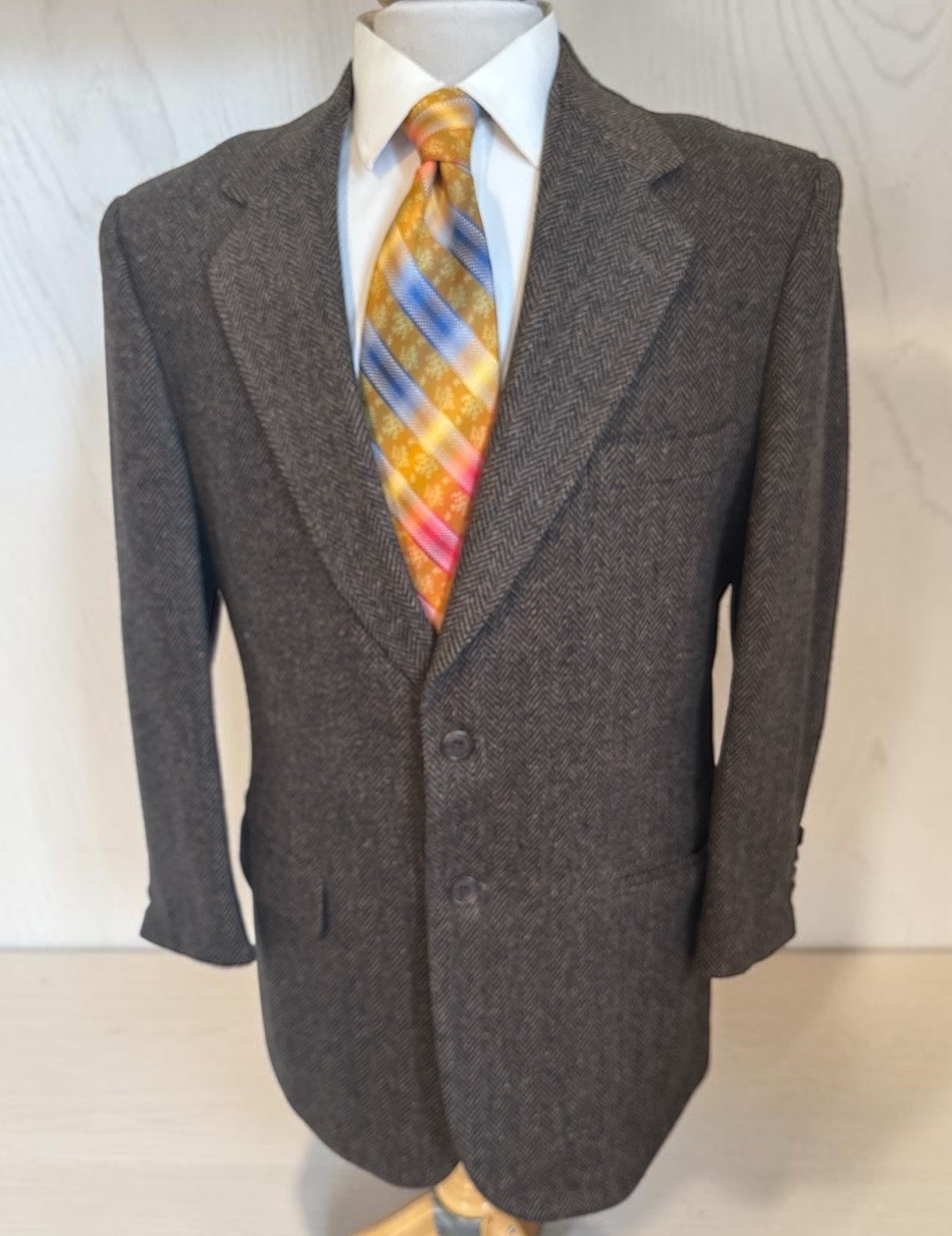 Towncraft Brown Herringbone Donegal Tweed Lambs Wool Sport Coat Sz 41R Jacket