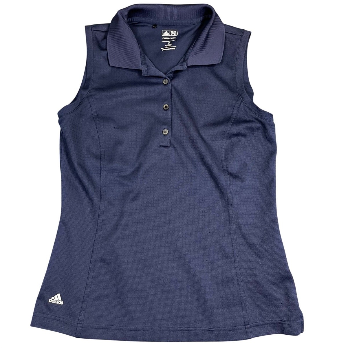 Woman’s Adidas ClimaCool Golf Polo Shirt Medium Blue Sleeveless Collared GOOD