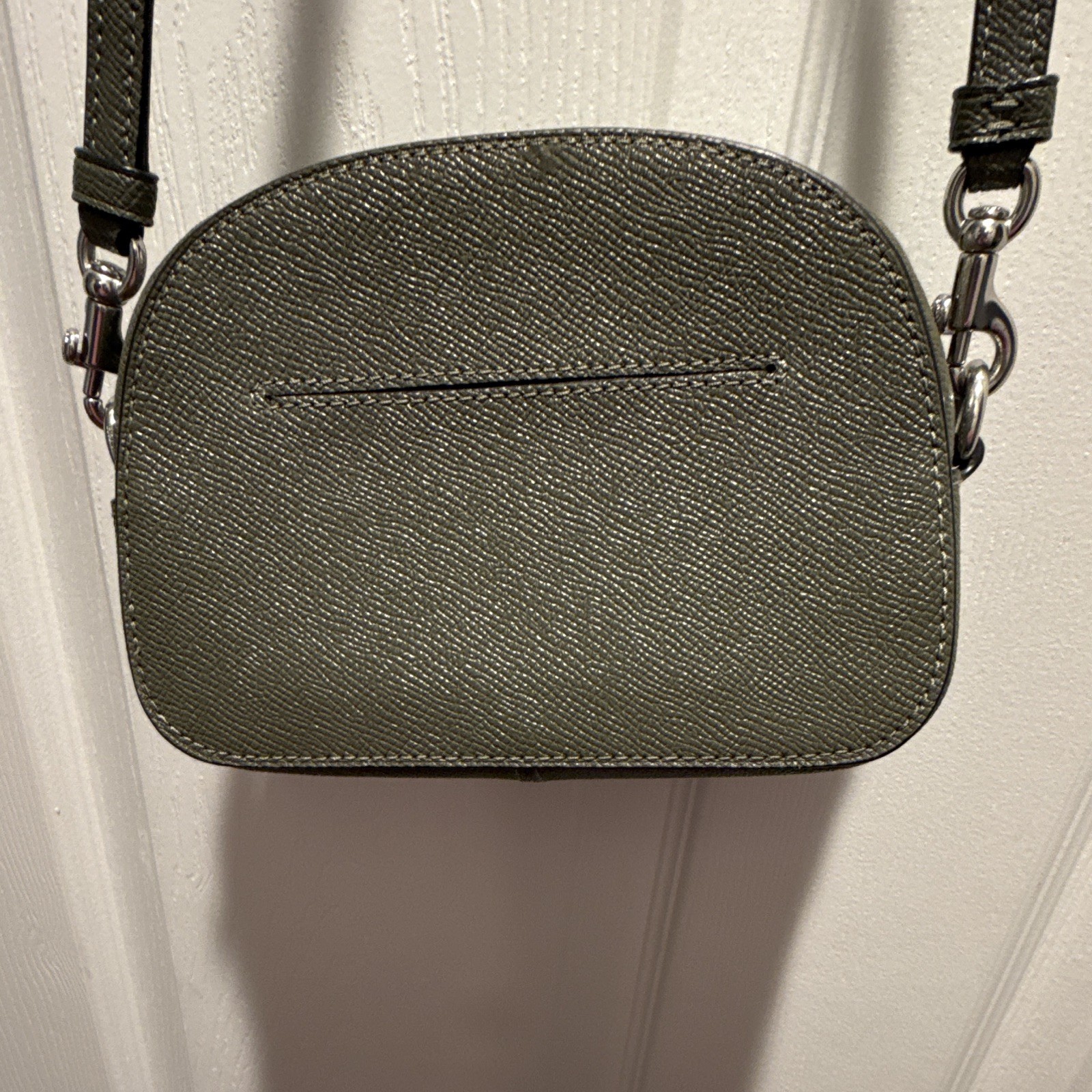 Coach Olive Green Small Crossbody Bag Zip Closure Detachable Strap Silver HW