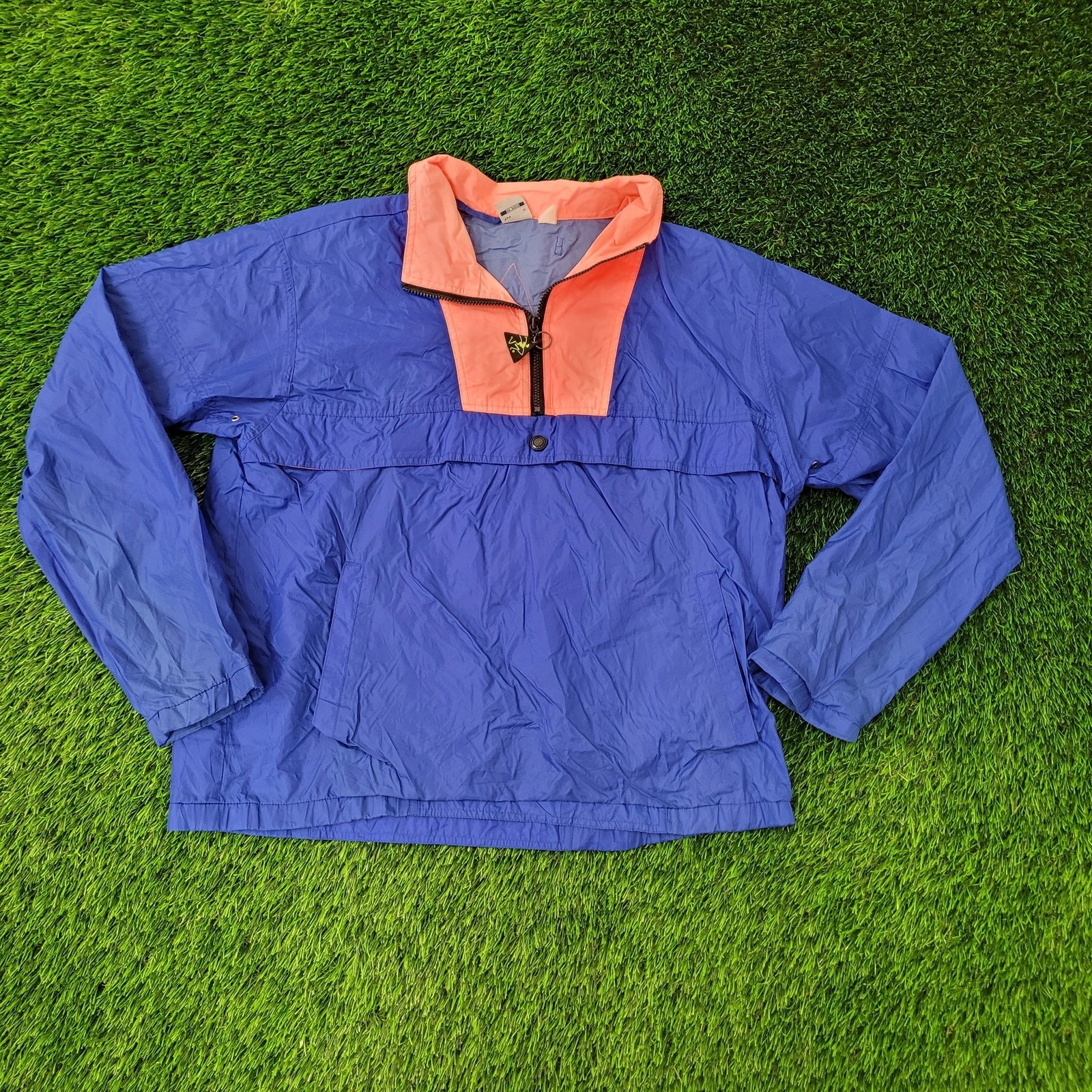 Vintage 80s Ocean-Pacific 1/2 Zip Anorak XL 25×26 Blue
