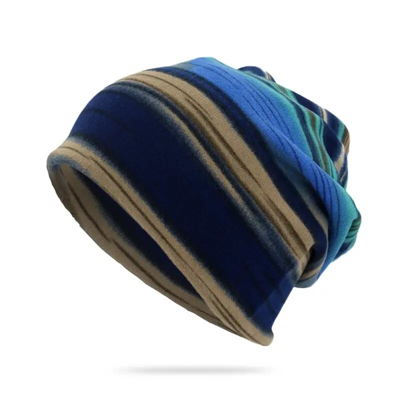 Unisex Multicolored Knit Beanie Blue/Teal Any Season Light Weight NWT
