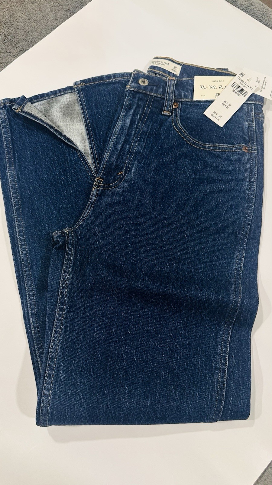 Abercrombie & Fitch 90s Relaxed High Rise Straight Dark Wash Denim Jeans 26