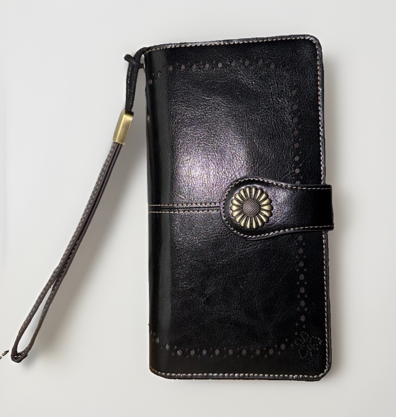 Lavori Black RFID Blocking Wristlet Wallet w/ Strap Zip Coin Pocket