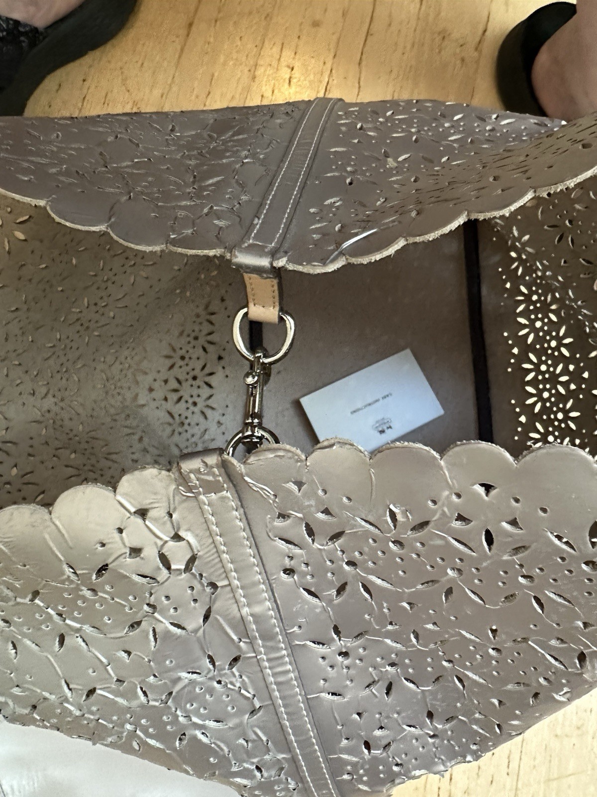 COACH Metro Eyelet Leather Tote With Tags And Attached Pouch Silver
