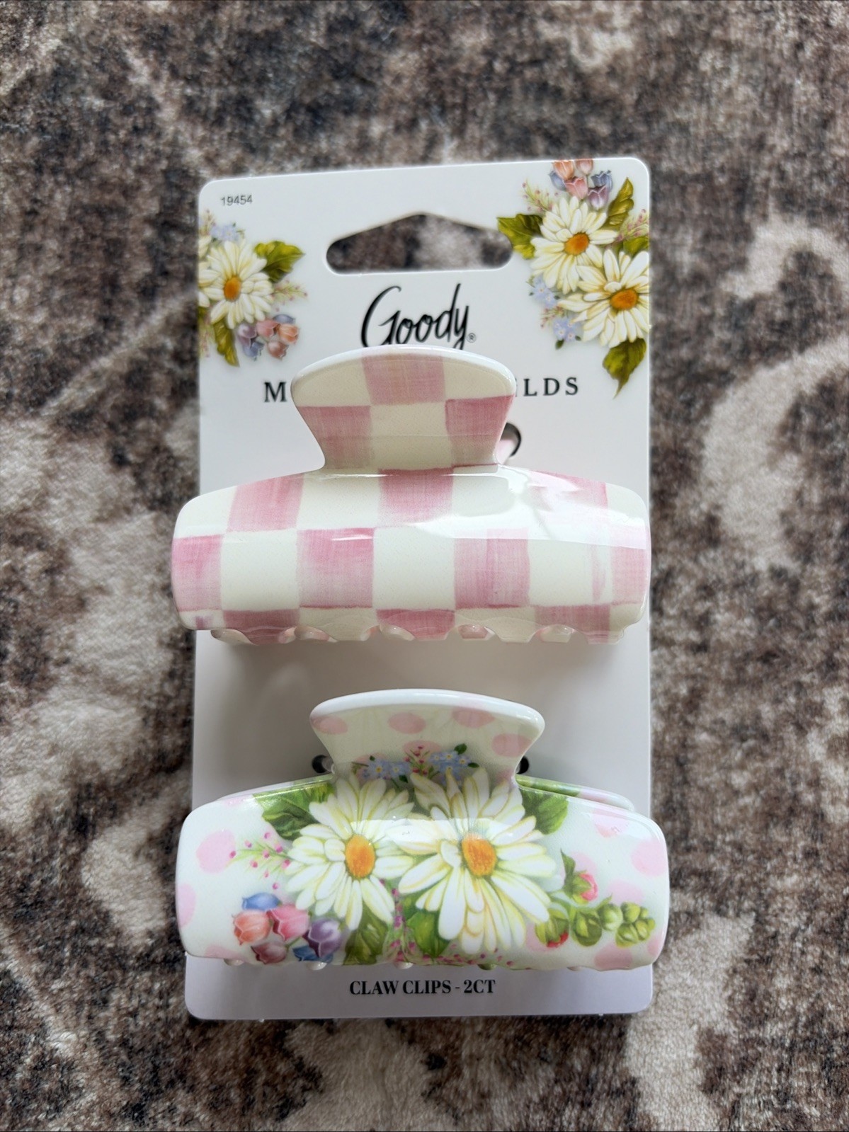 MacKenzie Childs x Goody Target Pink Rosy Check Medium Hair Claw Clips Set