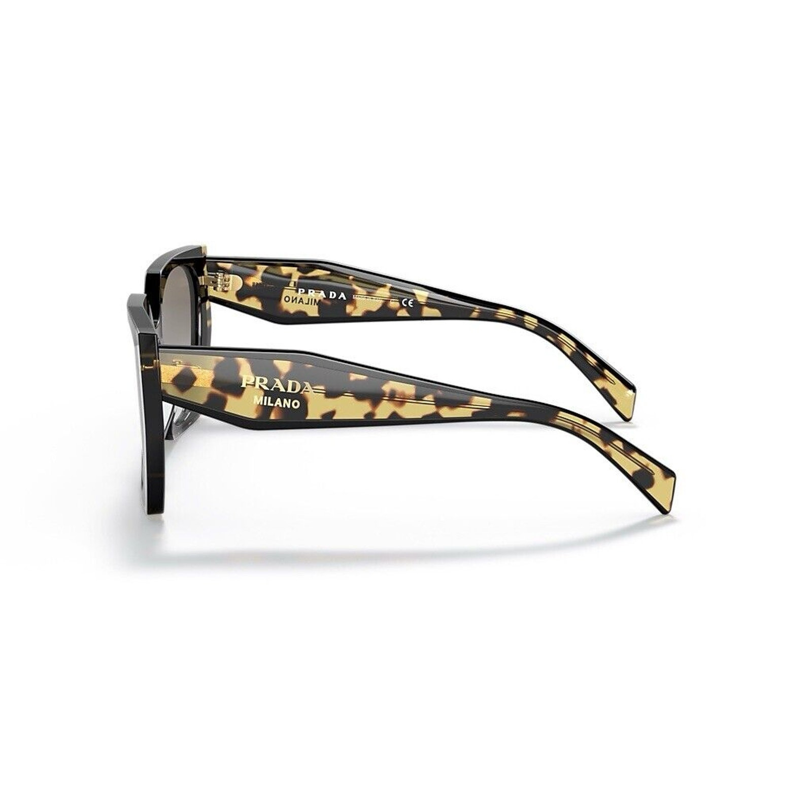 Prada PR 15WS 3890A7 Black Tortoise Grey Gradient Women Sunglasses AUTHENTIC