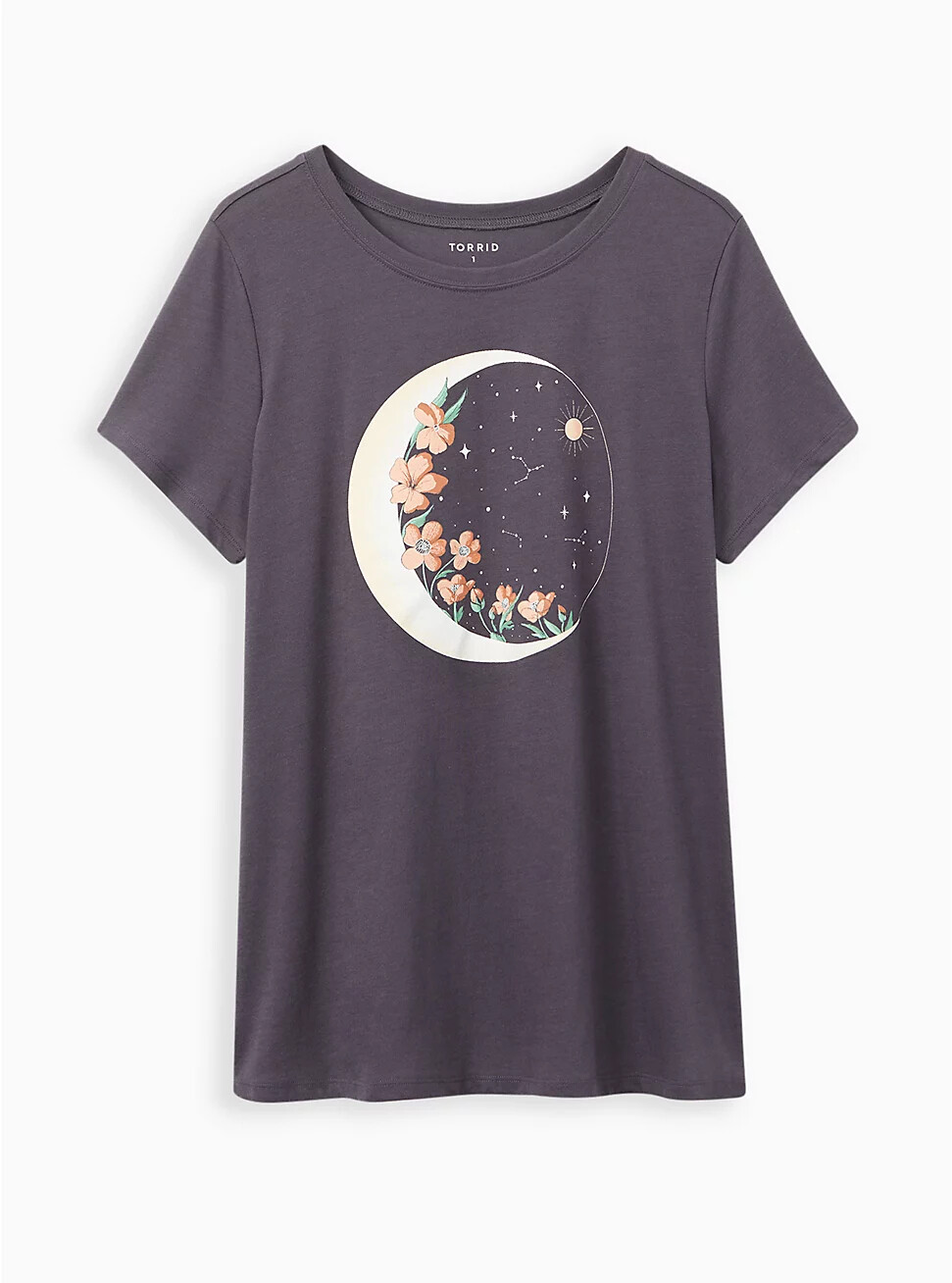 Torrid Classic Everyday Tee Signature Jersey Floral Moon Grey 0 L 12 #A25965