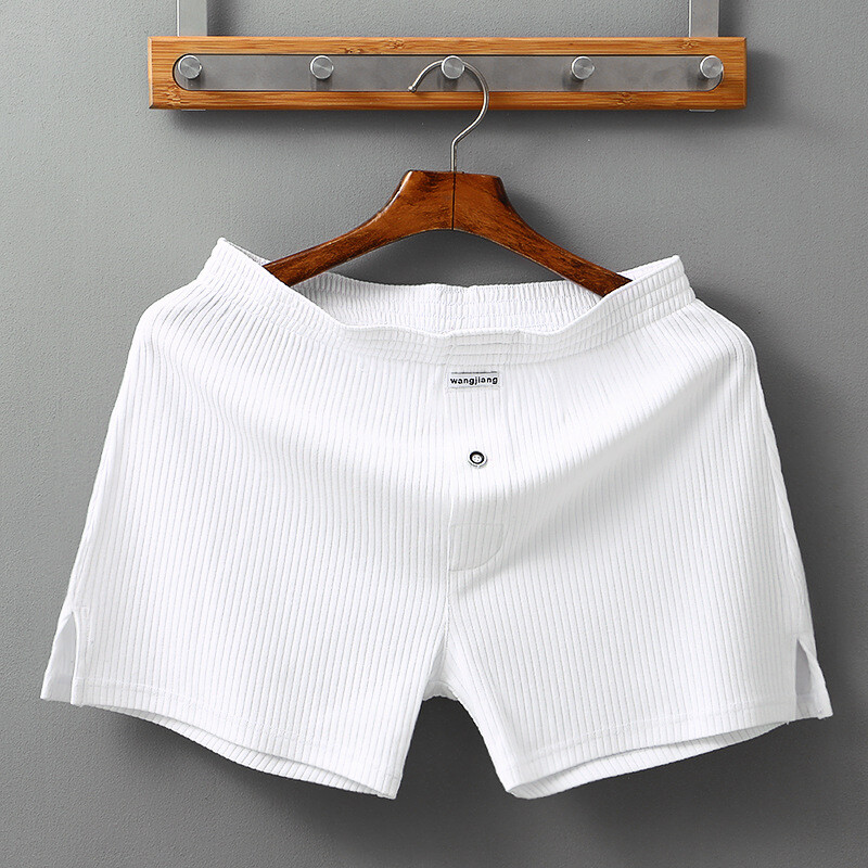 Mens Cotton Underwear Loose Boxers Shorts Cotton Soft Arrow Pants Open Flying