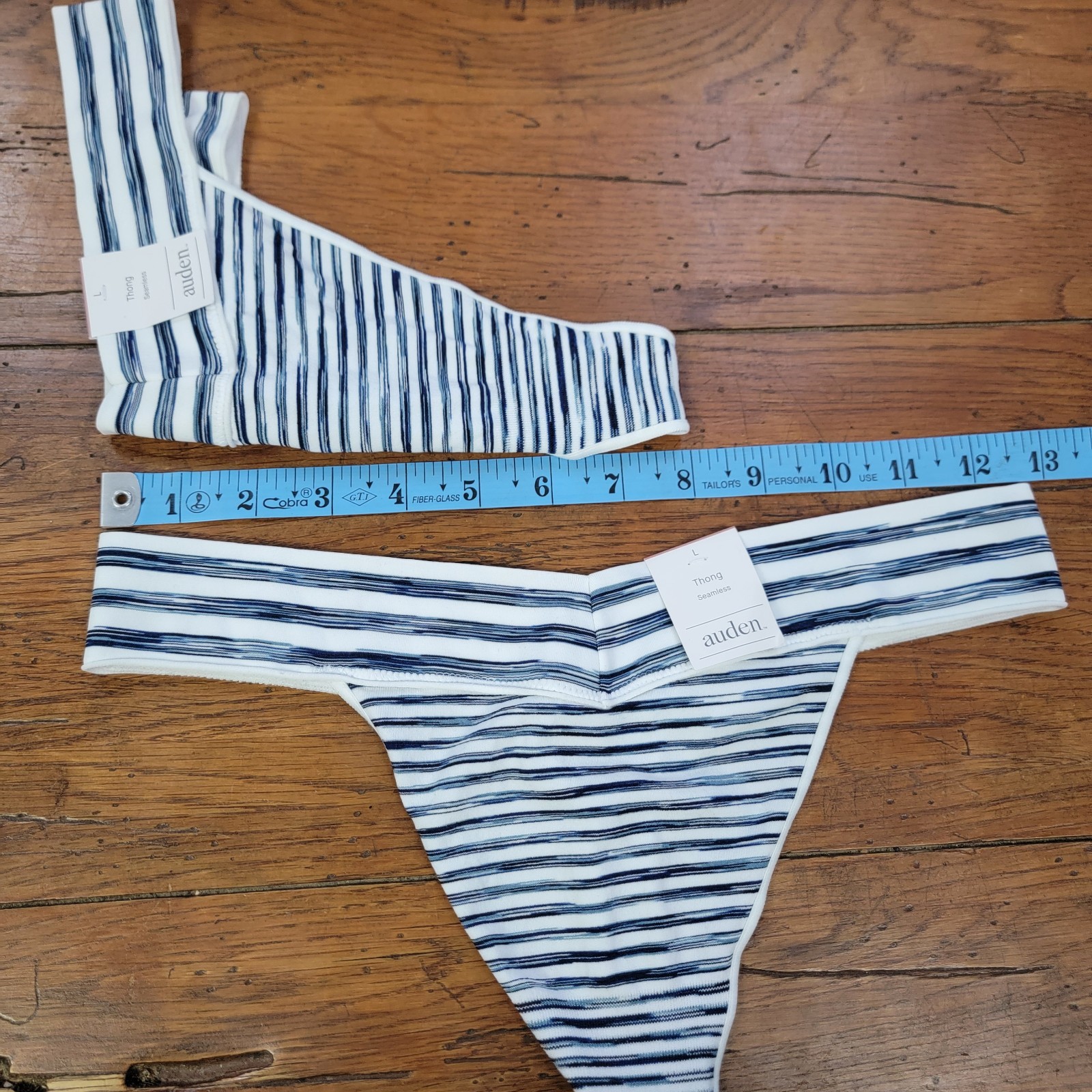 (4) Auden Womens Large (12-14) Thong Underwear Polyester Blend Striped