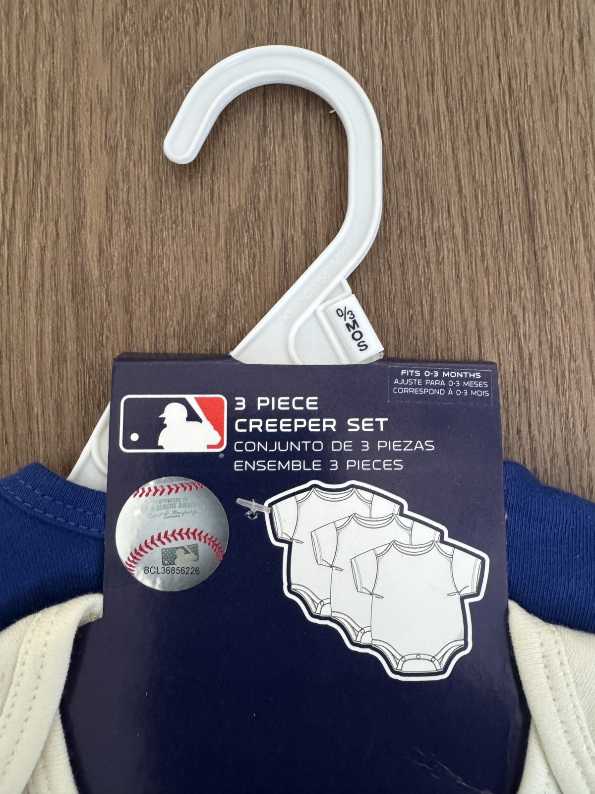 MLB Los Angeles Dodgers 3-Piece Baby Bodysuit Set 0-3M Cotton Snap