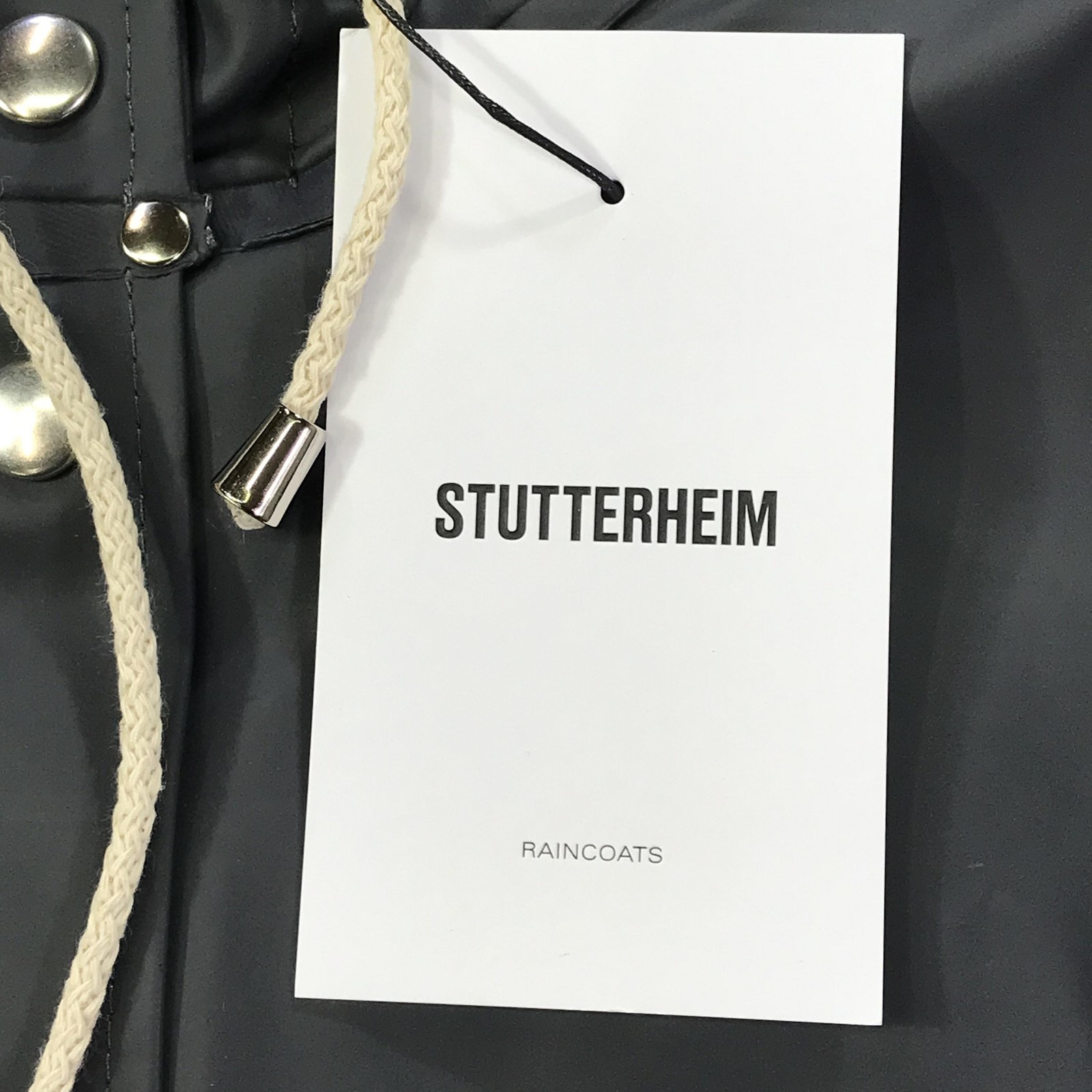 Stutterheim Mosebacke Rain Coat Womens XXXS Charcoal Gray Hooded Waterproof