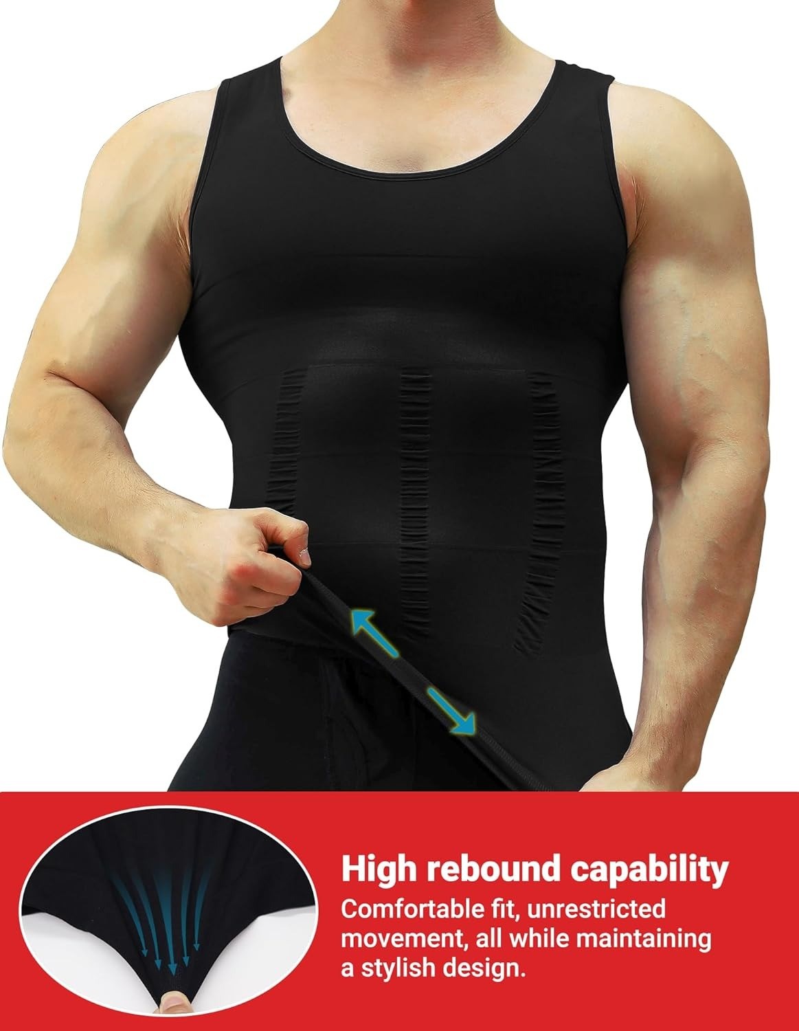 5 Pack Men Body Shaper Slimming Tummy Vest Compression Shirt Tank Top Shapewear
