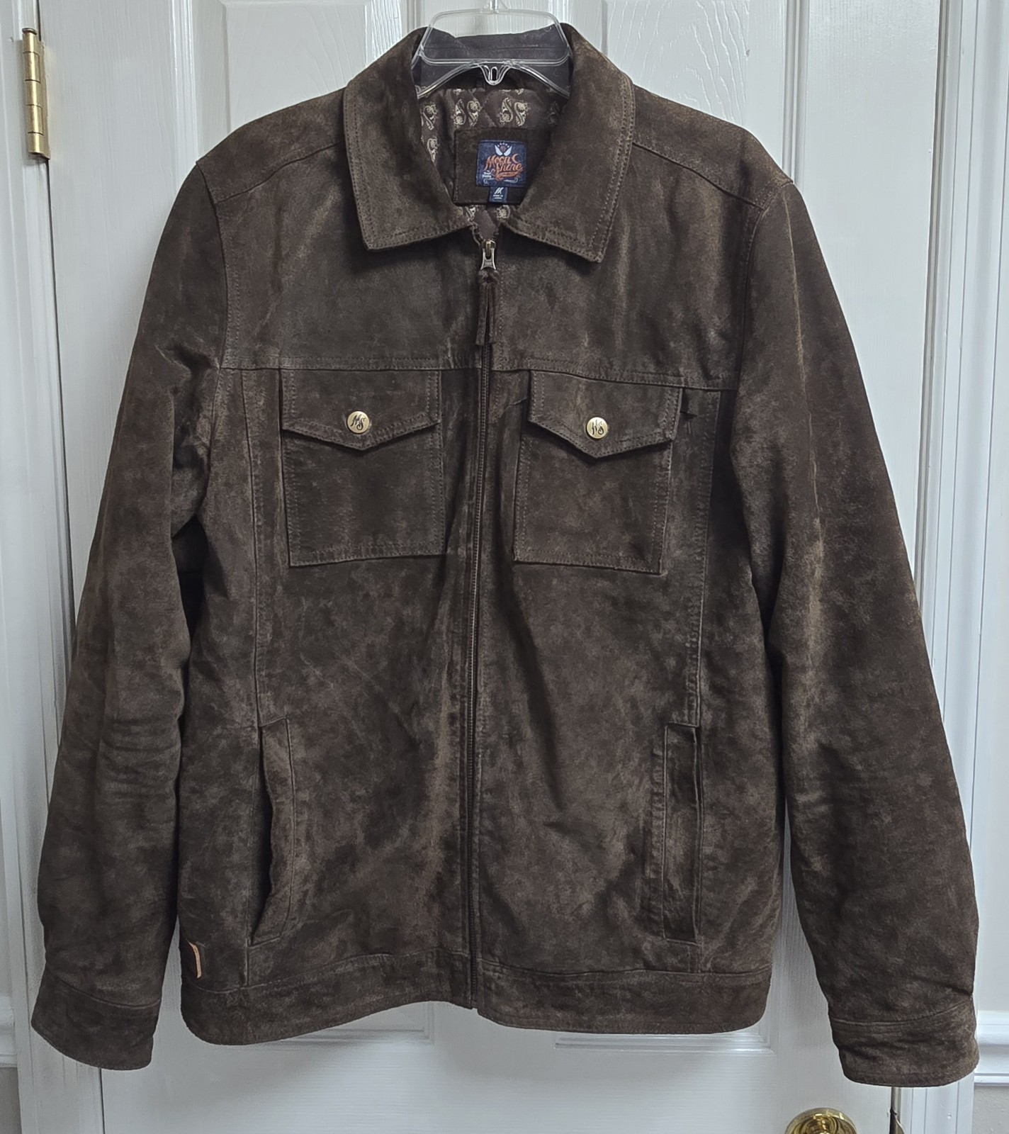 Moon Shine Spirit Brad Paisley Mens Leather Jacket Brown Suede Western Sz M READ