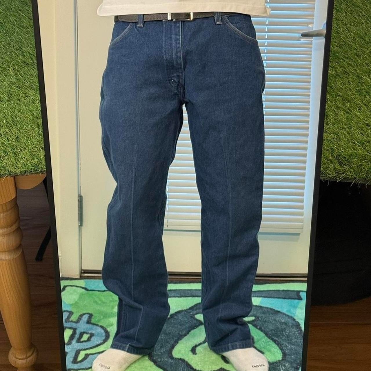 Wrangler Cowboy Cut Straight Fit Stiff Blue Jeans 36×31