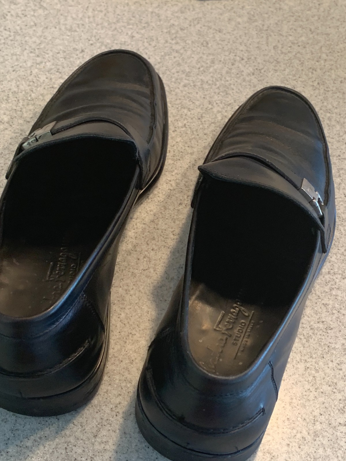 Salvatore Ferragamo Leather Single Side Gancini Buckle strap Loafers 10 D US