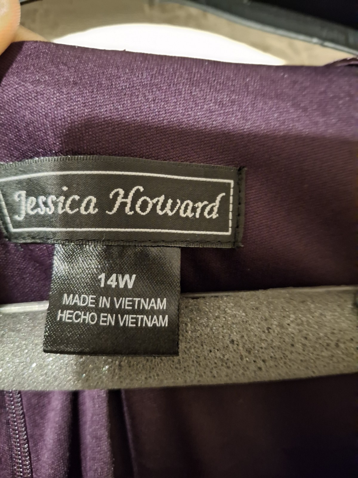 Jessica Howard Purple Abstract Knit Round Neck Sleeveless Dress Jacket 14W