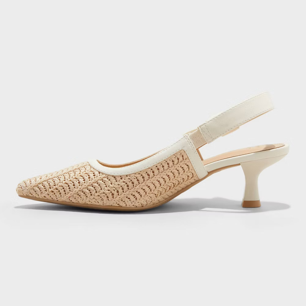 Women’s Milan Raffia Slingback Heels – A New Day