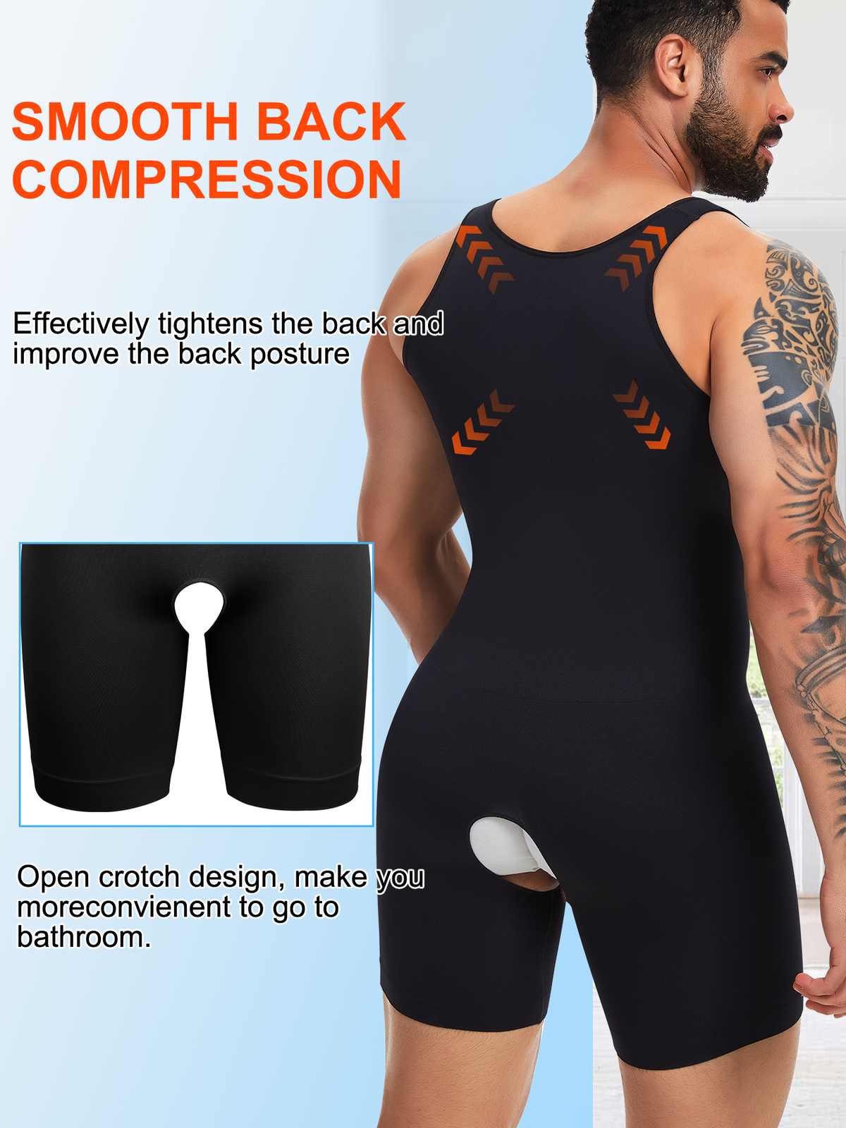 Men Shapewear Compression Bodysuit Full Body Shaper Slimming Fajas Para Hombres