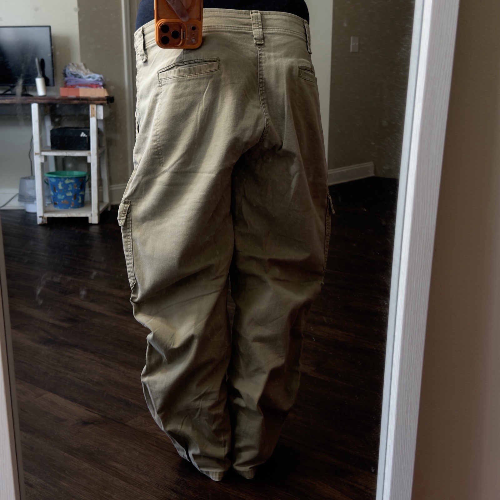 Wrangler Men’s Khaki Cotton Twill Cargo Pants Relaxed Fit Straight Waist 40