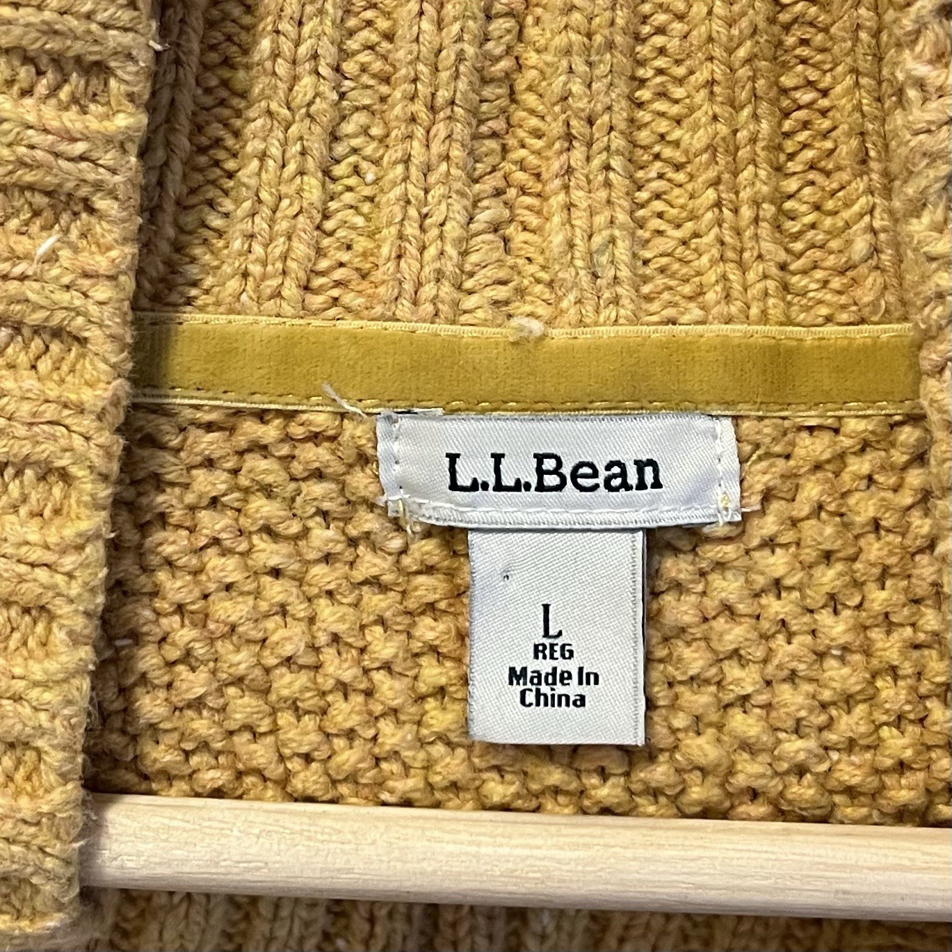 LL Bean Open Cardigan Shawl Collar Textured Chunky Knit Women’s Size Large