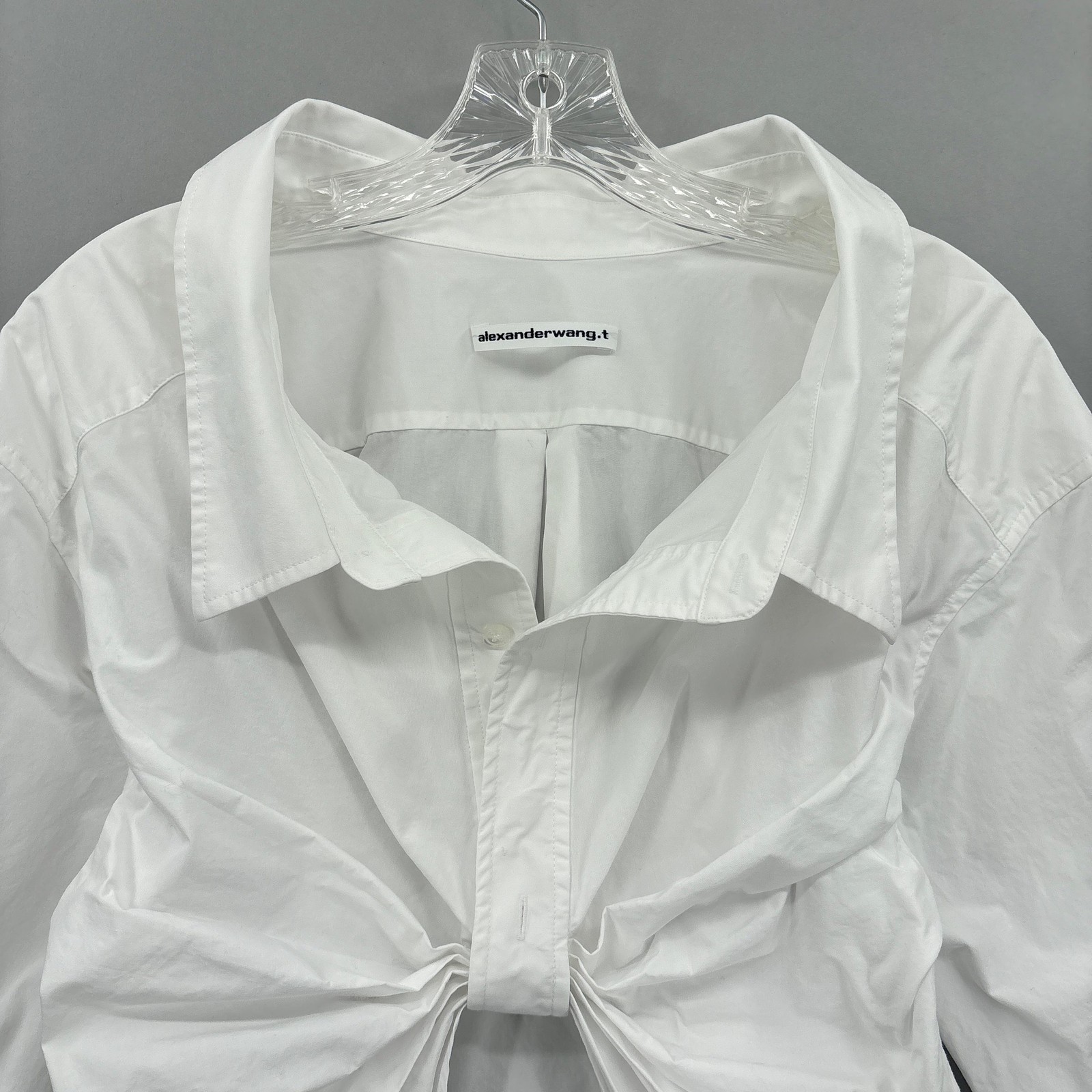 Alexander Wang Shirt Womens XS White Twist Front Button Up Top Long Sleeve