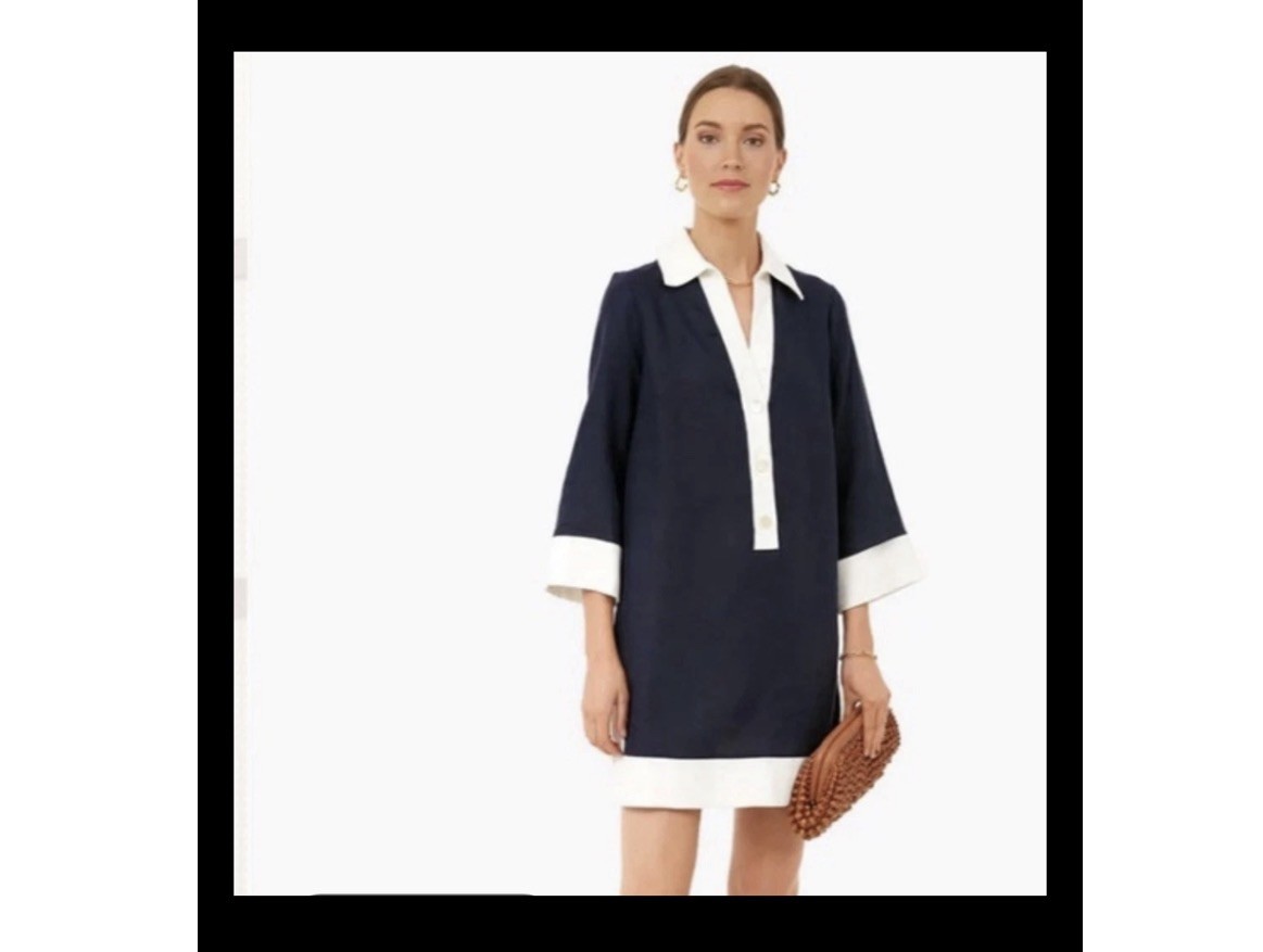 Tuckernuck Navy Blue/ White Nautical Collier Tunic Dress Size XXS