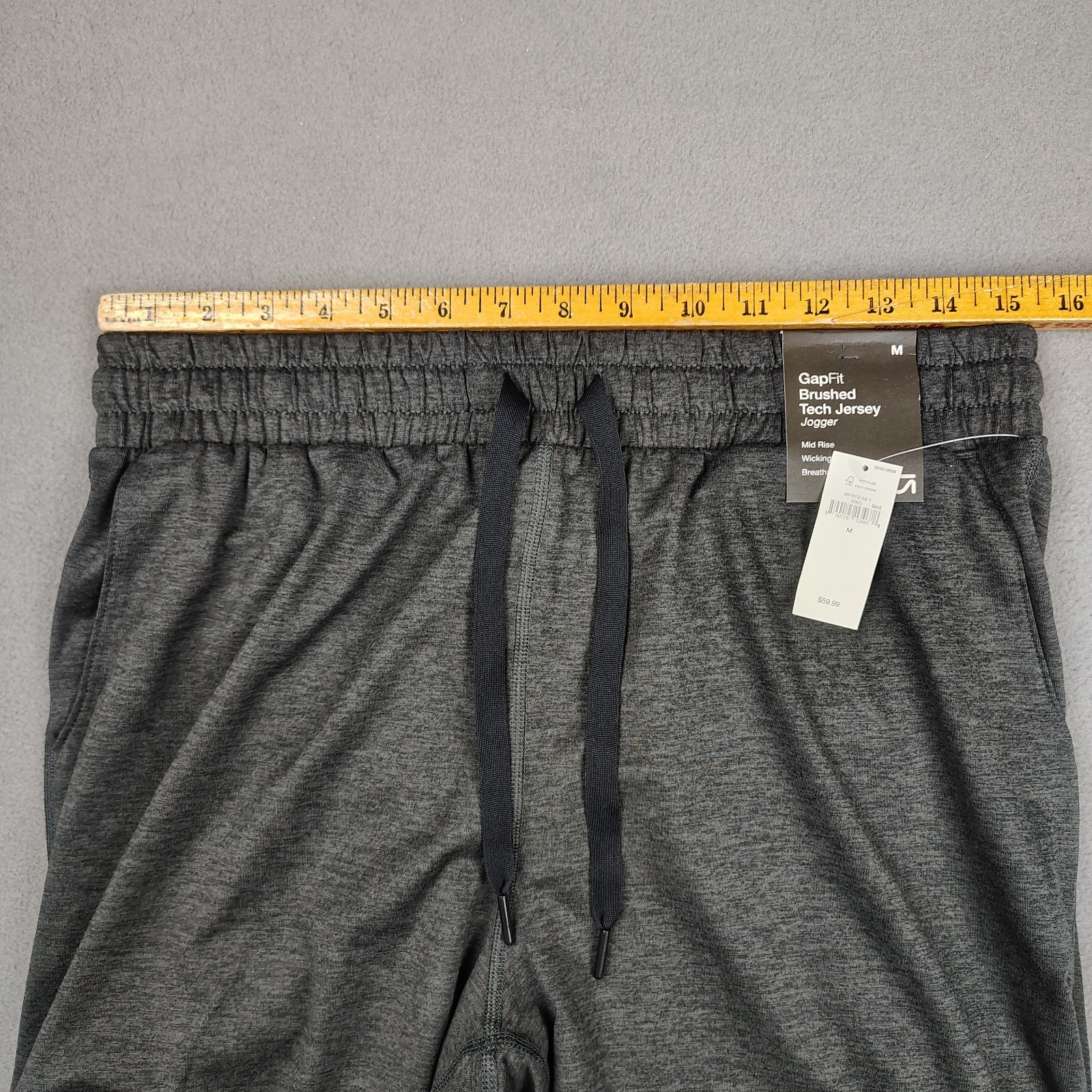 GapFit Brushed Tech Jersey Jogger Women Medium Charcoal Mid Rise Dry Wicking $60