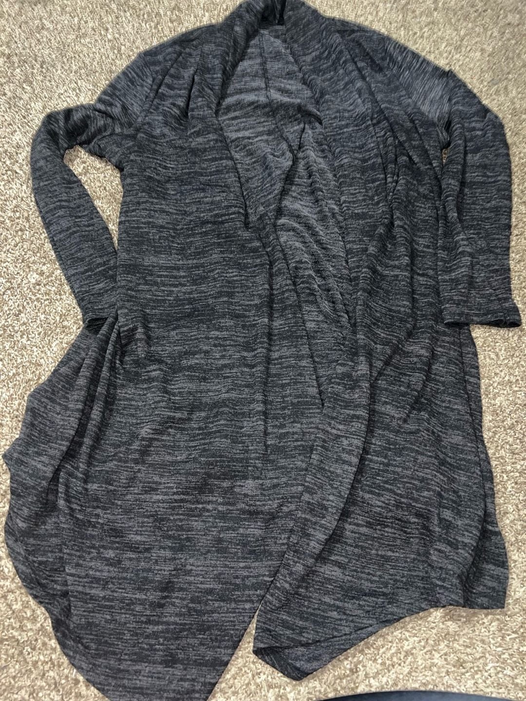 Tacera Marled Charcoal Grey Open Front Draped Duster Cardigan
